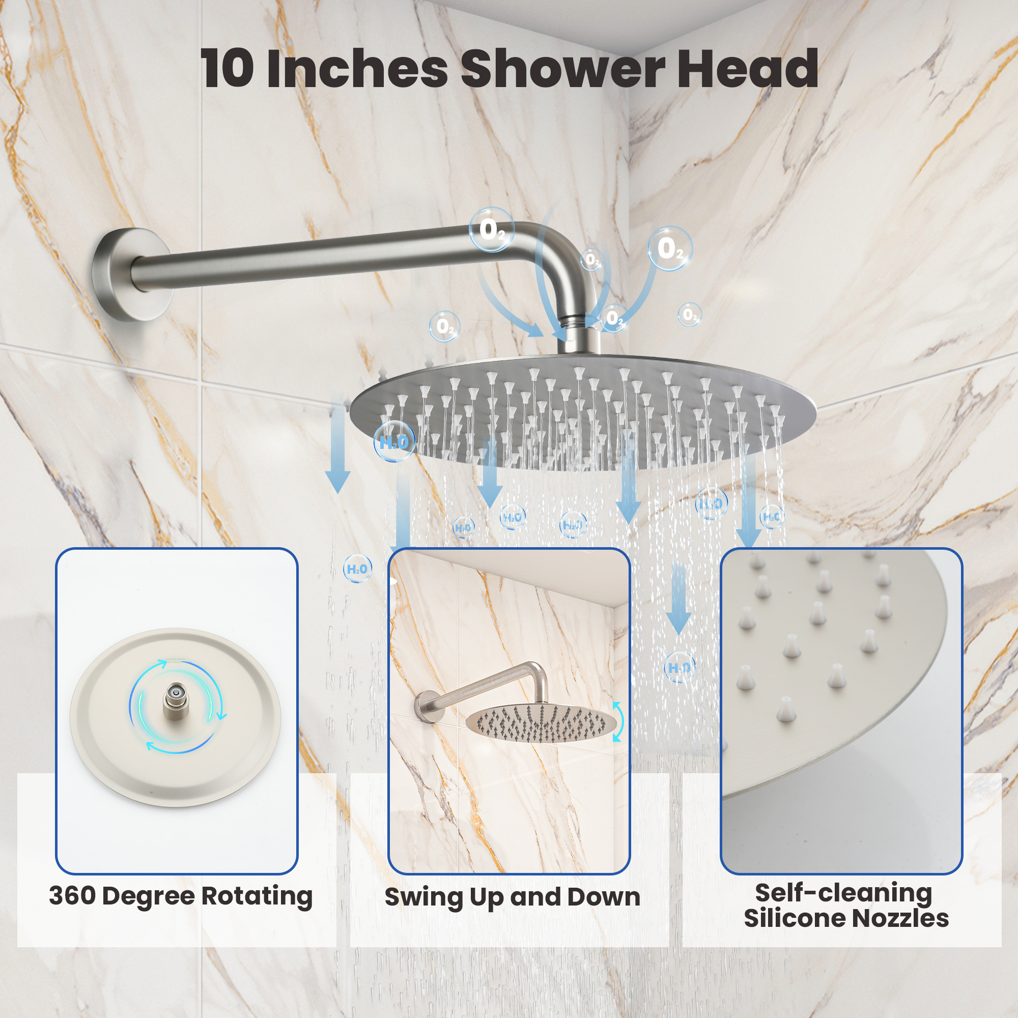 10" Round Shower System with Handheld Brass Showerhead
