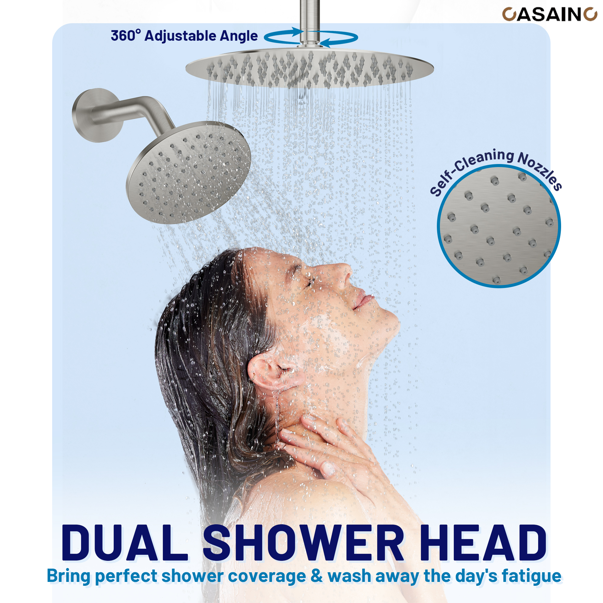 12-inch Ceiling-Mounted Dual Shower System with Slide Bar & Digital Display