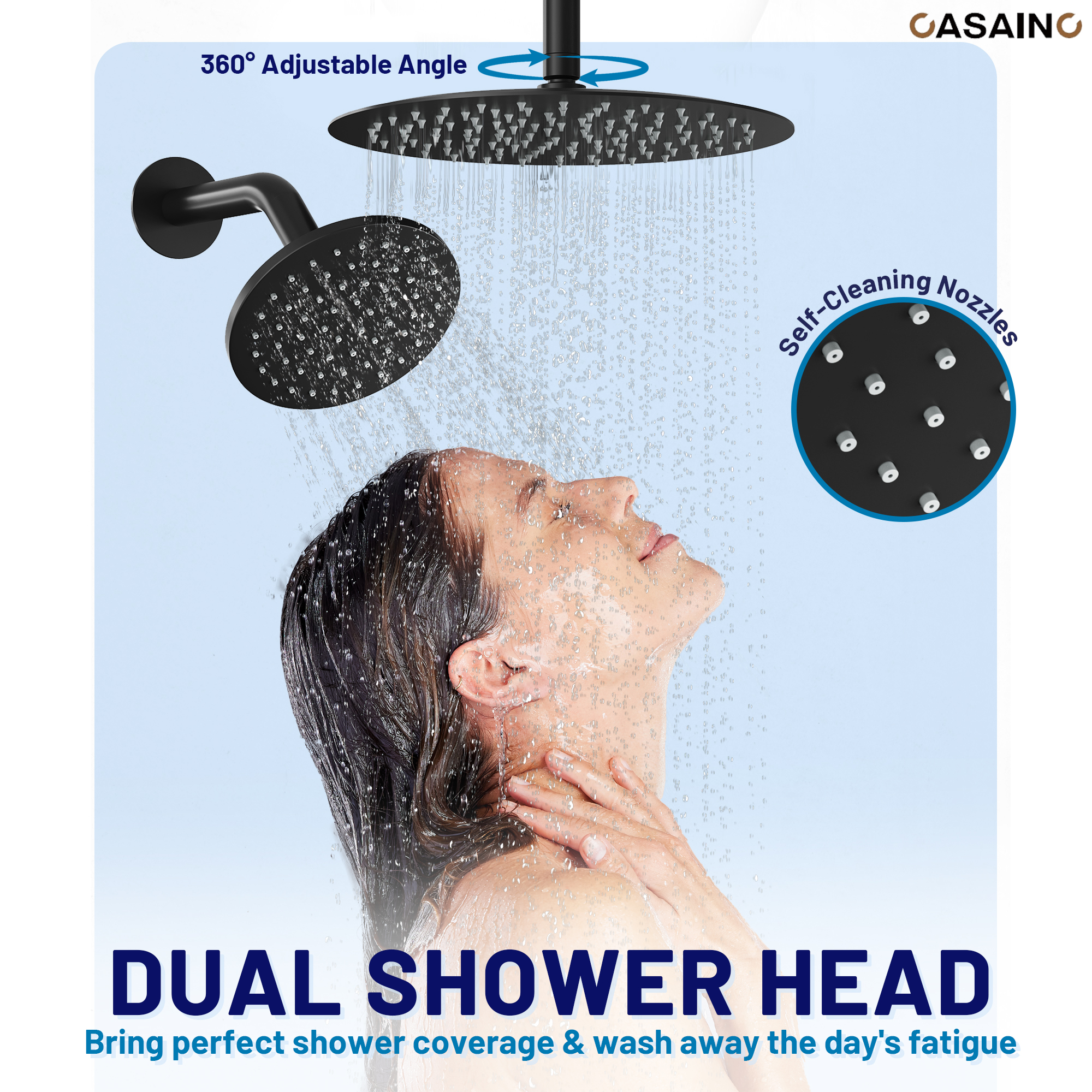 12-inch Ceiling-Mounted Dual Shower System with Slide Bar & Digital Display