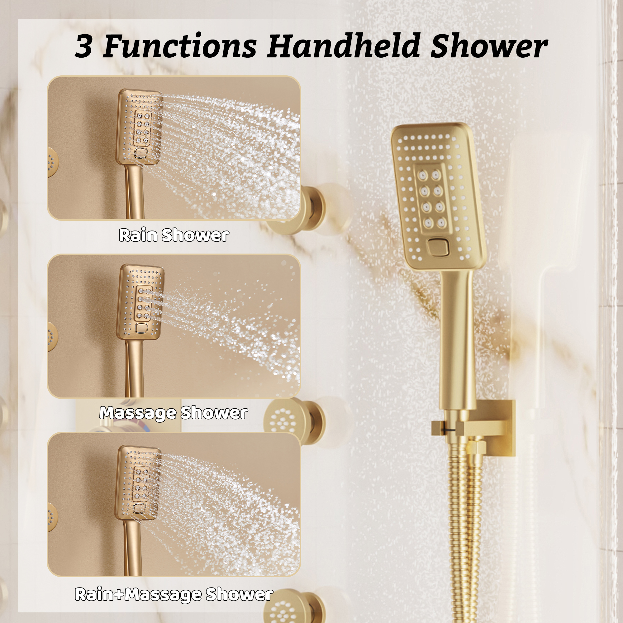 Luxurious Balancing Valve Shower System with 360° Body Jets and Water Bar Spray