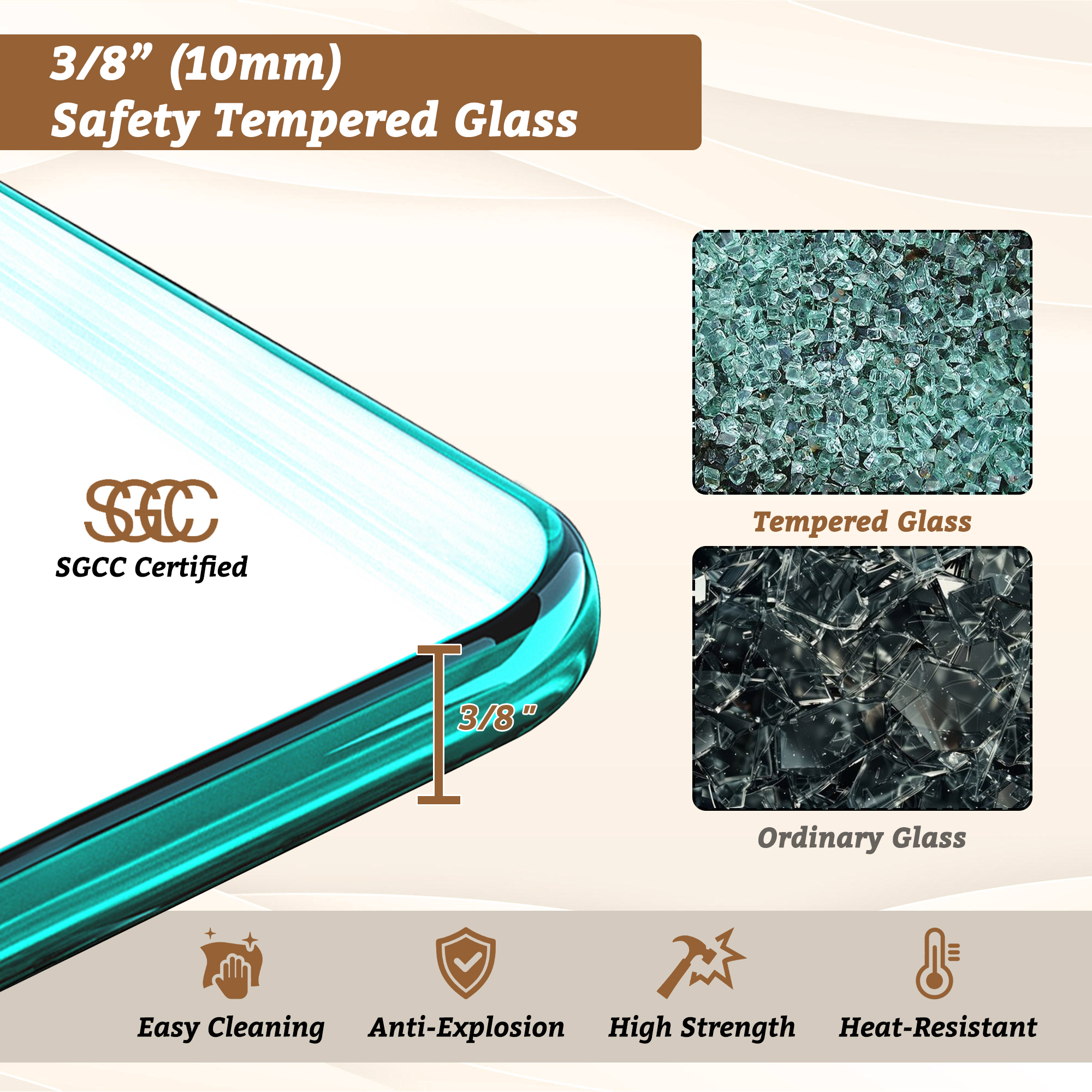 34"x78" Curved Frosted Glass Shower Screen with 10mm SGCC-Certified Tempered Glass