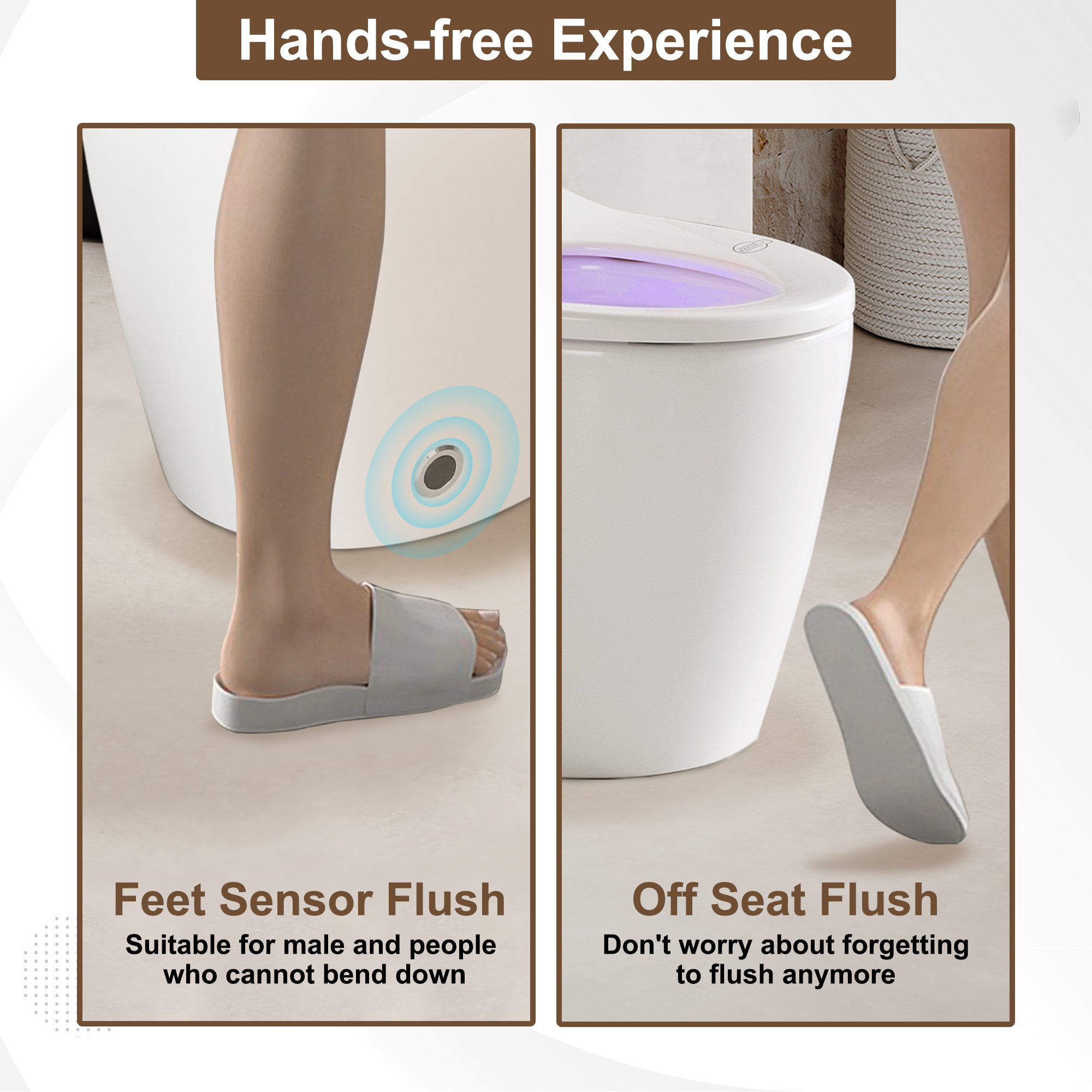 Smart Elongated Toilet with Built-in Heated Bidet Seat & Side Button