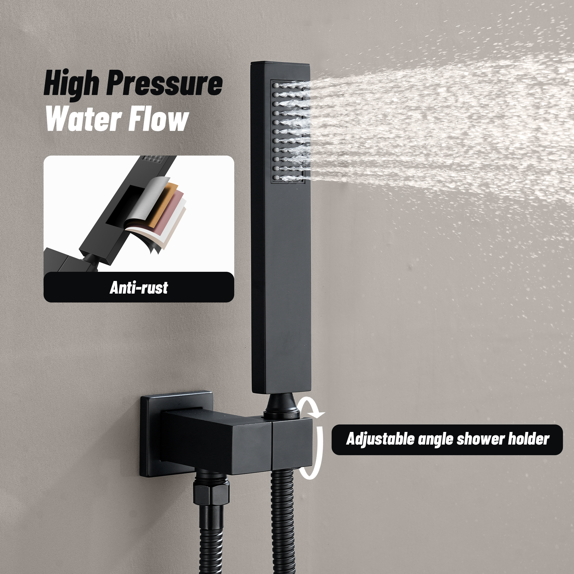 12-Inch Rainfall Shower System with Push Button Pressure Balanced Valve