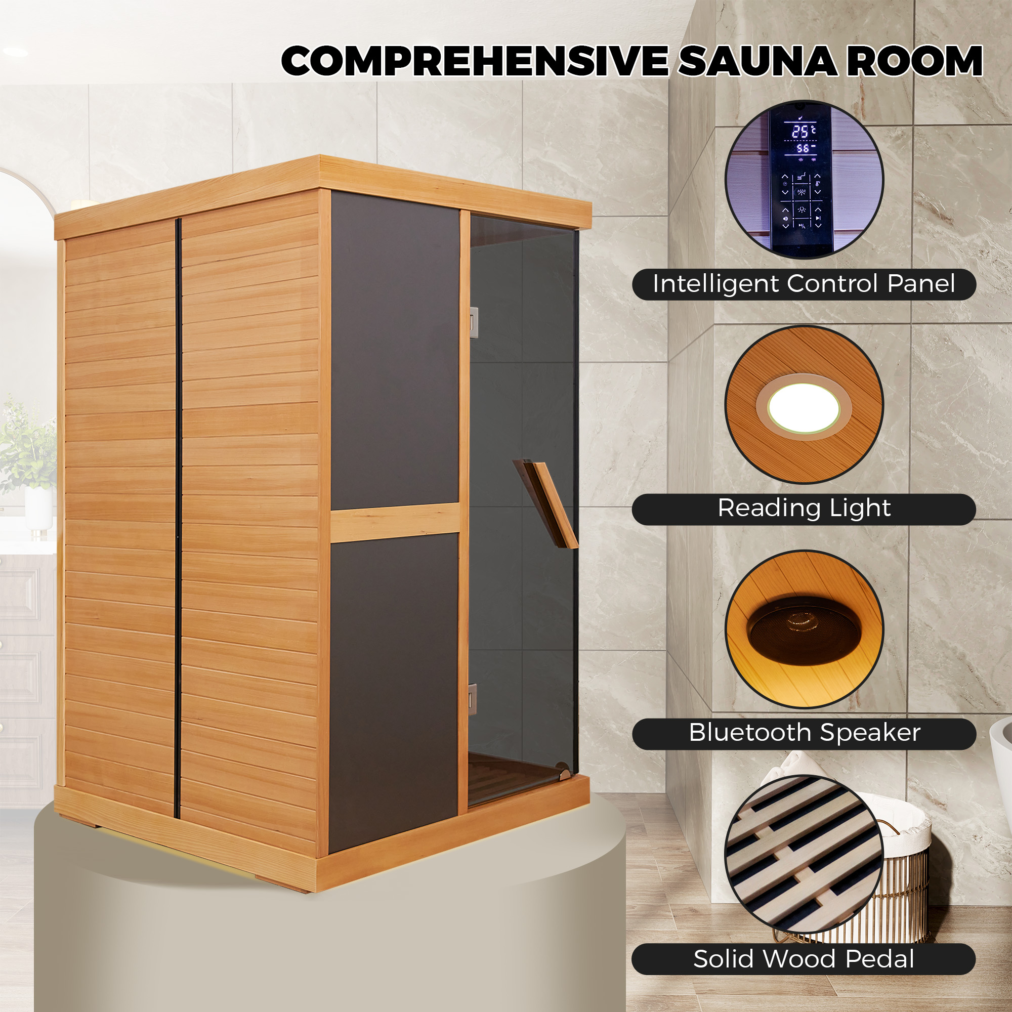 Hemlock Wood Double Person V-Shaped Infrared Sauna with Dual Glass Doors