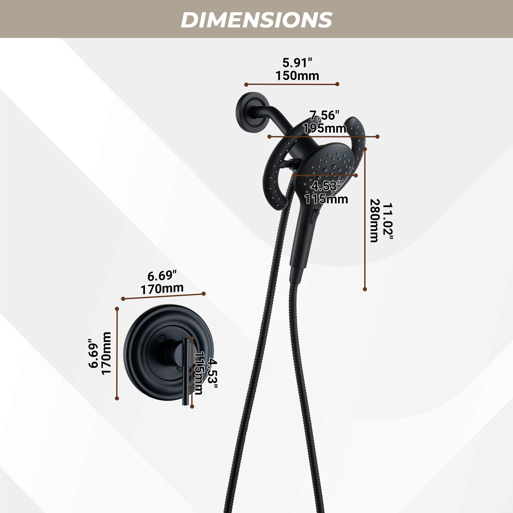 7-inch Magnetic Shower Kit with 3-Function Handheld Shower