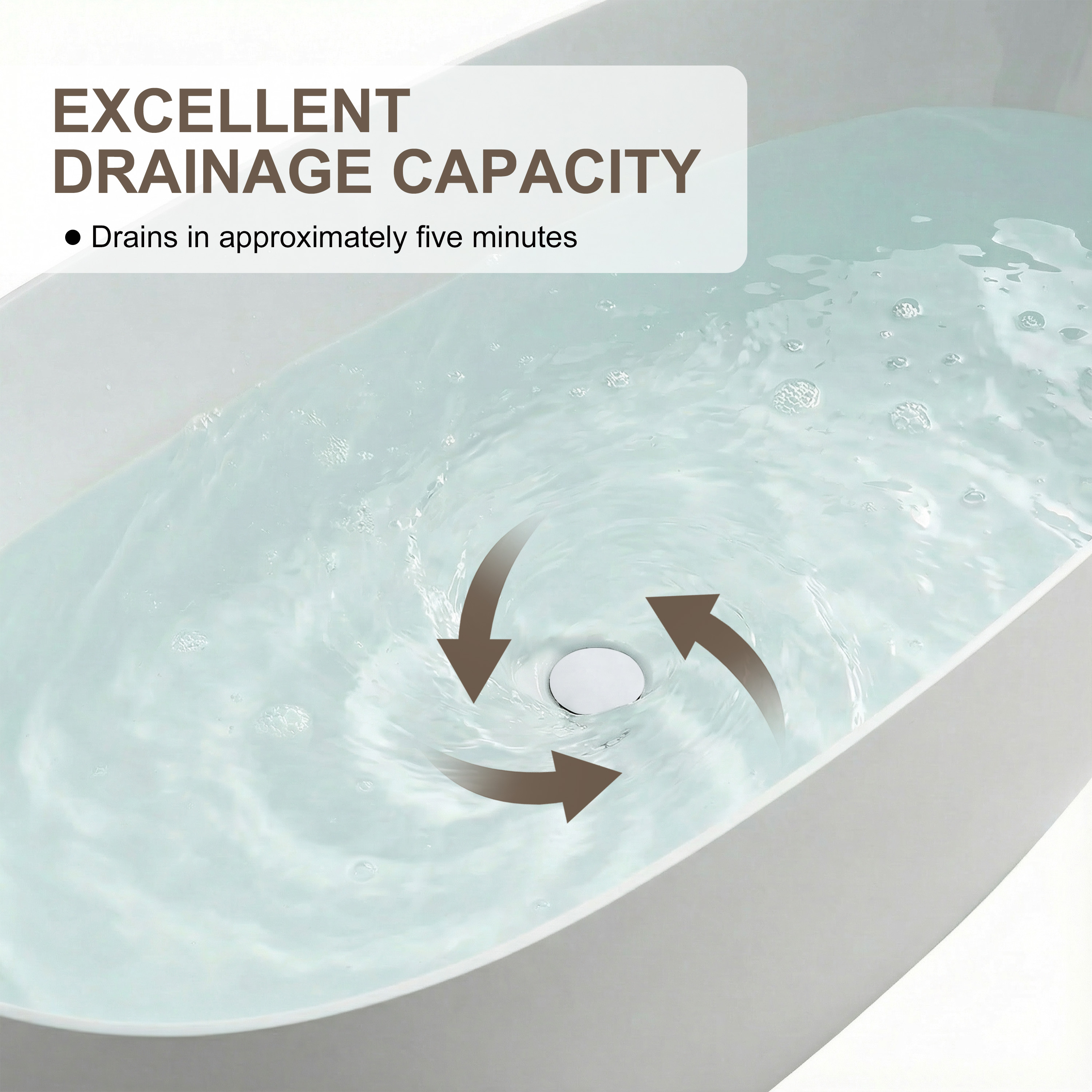 47"/51" Freestanding Stone Resin Soaking Bathtub with Heat Retention