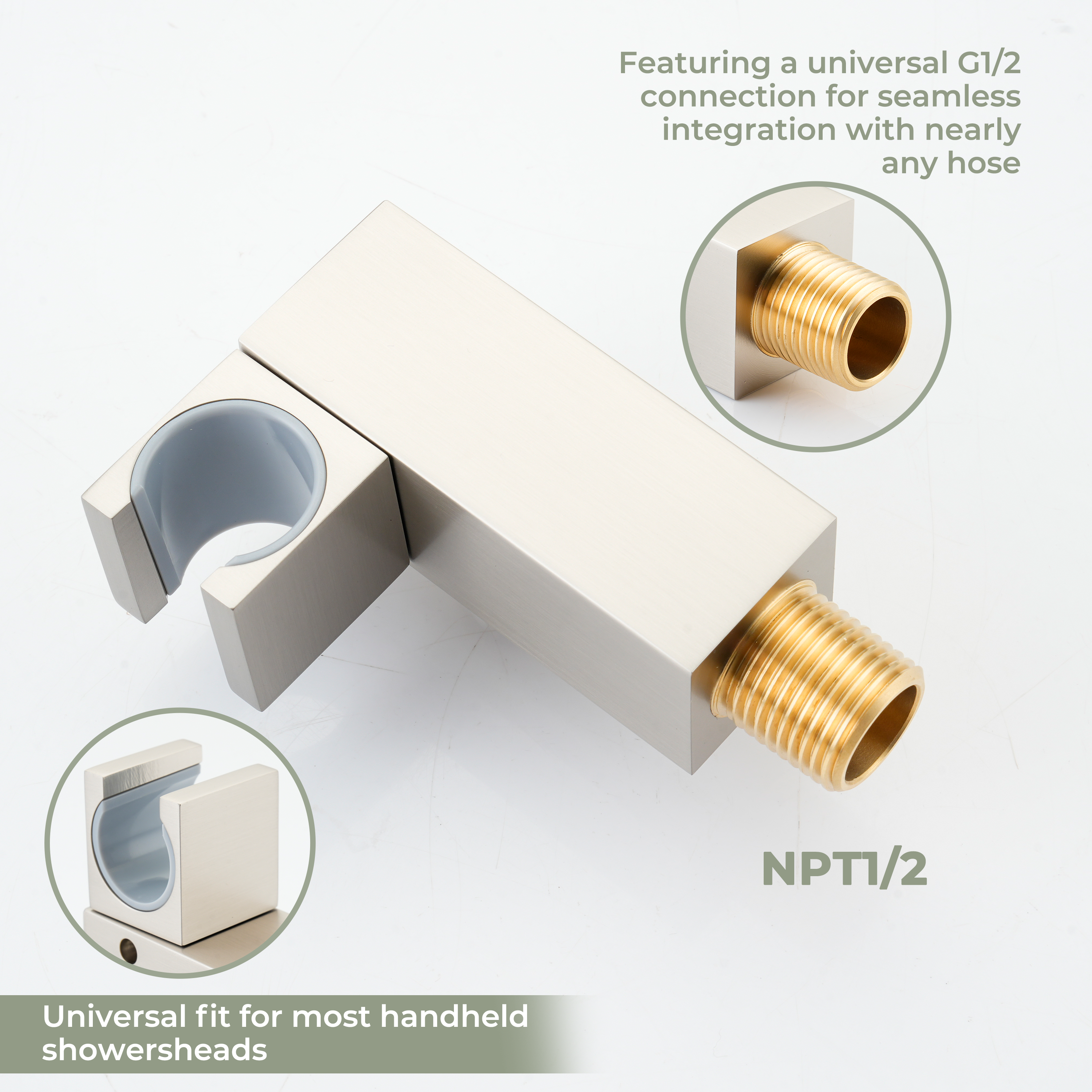 Square Brass Handheld Shower Holder with Adjustable Angle