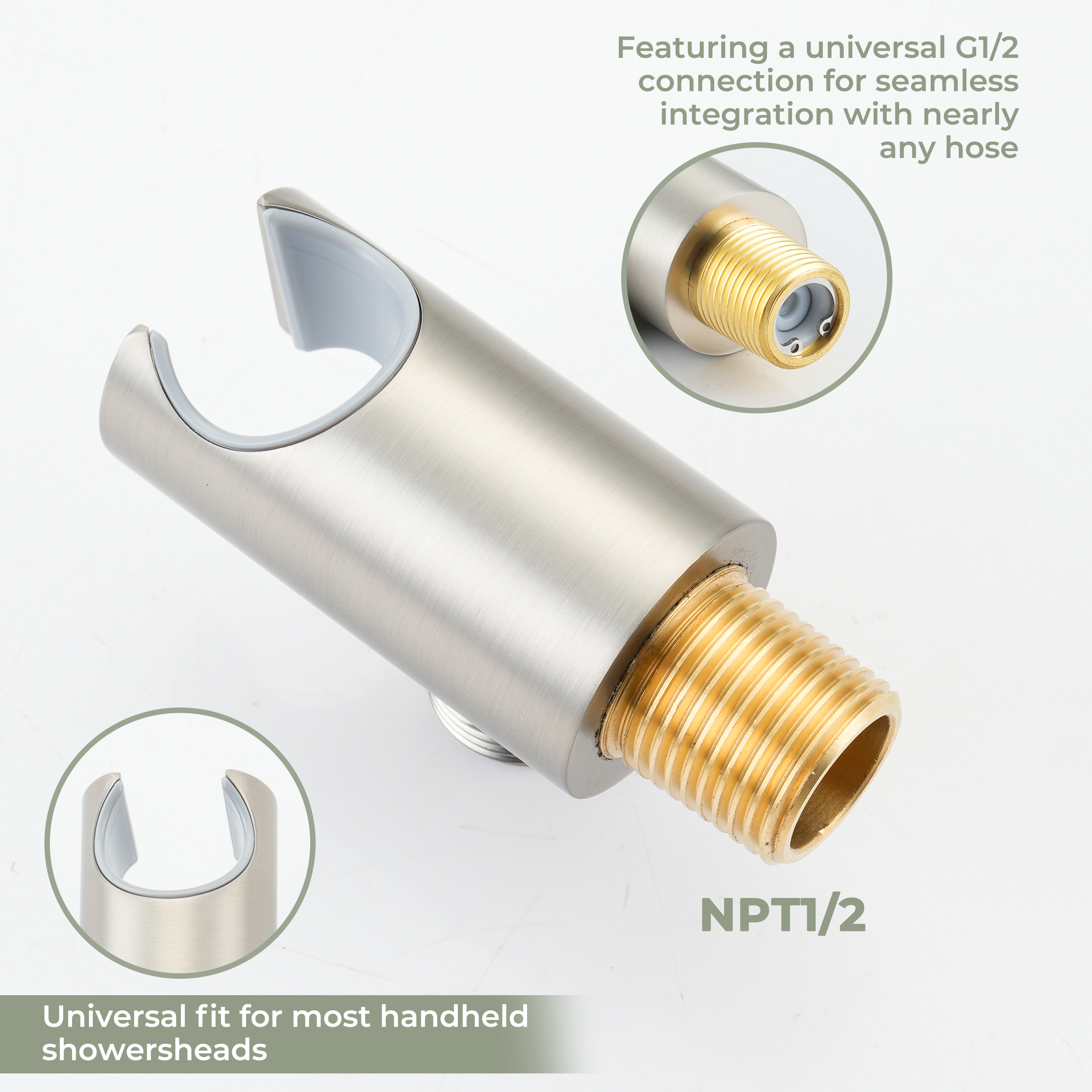 Round Brass Handheld Shower Holder Fixed Wall Mount Bracket