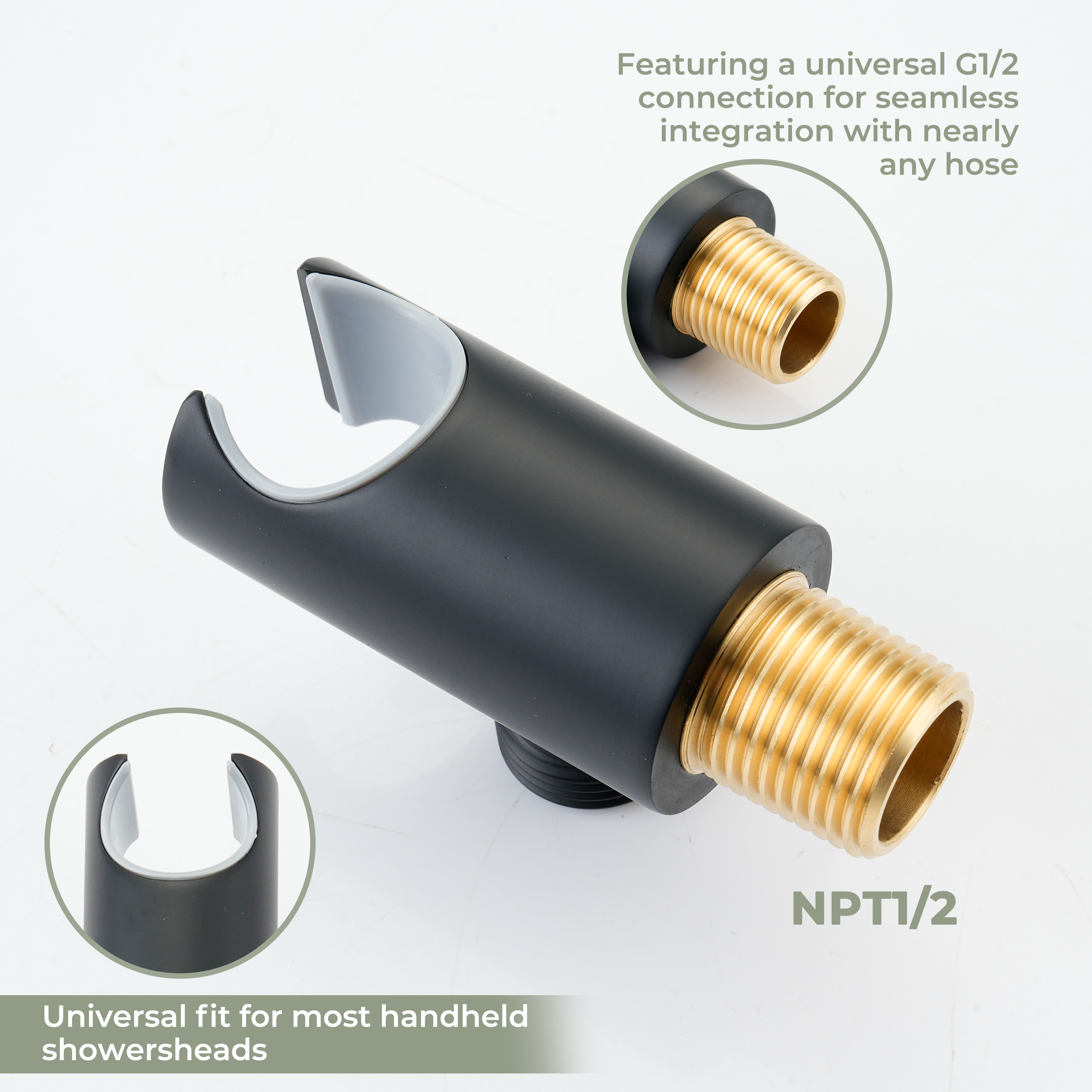 Round Brass Handheld Shower Holder Fixed Wall Mount Bracket