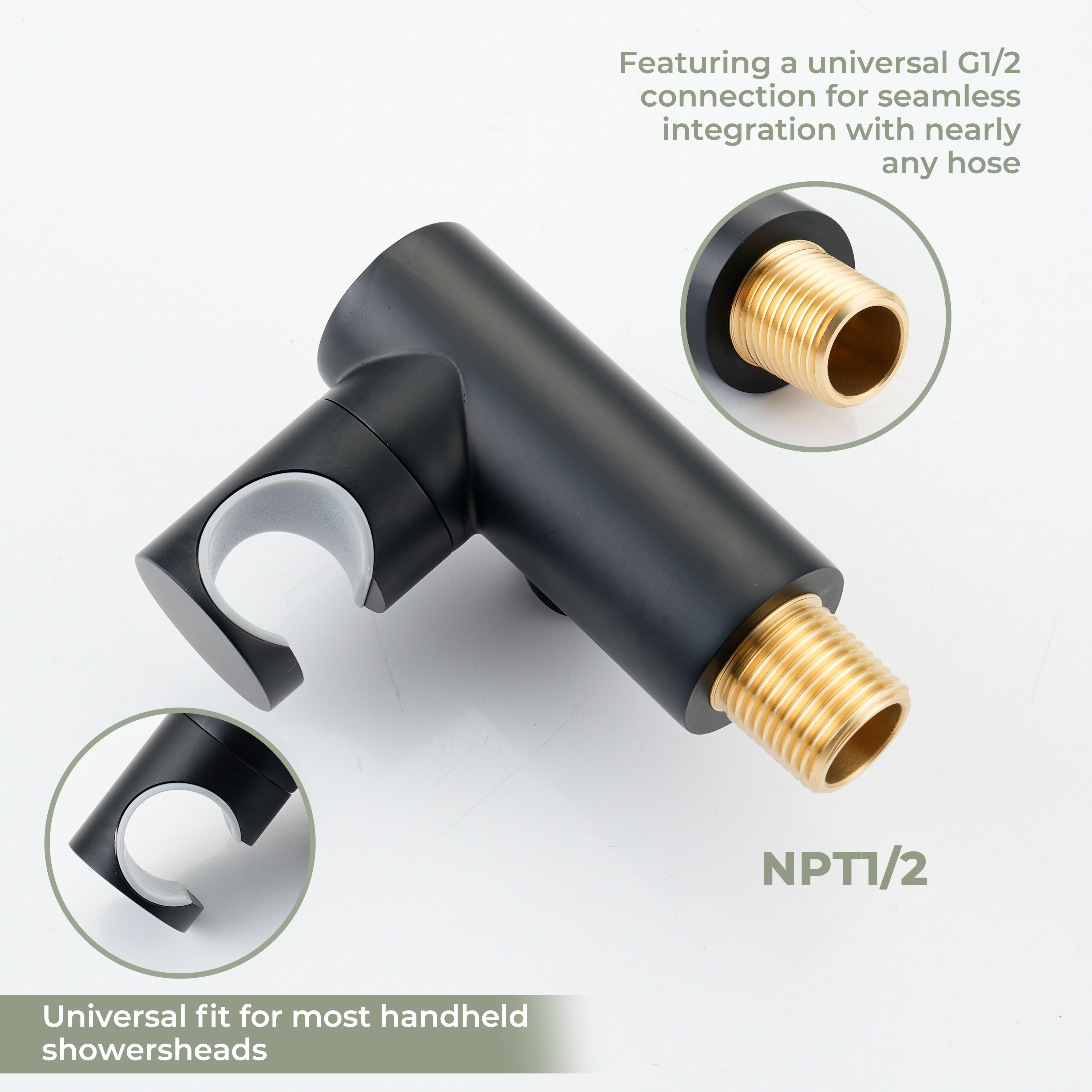 Wall Mount Round Handheld Shower Holder with Adjustable Angle