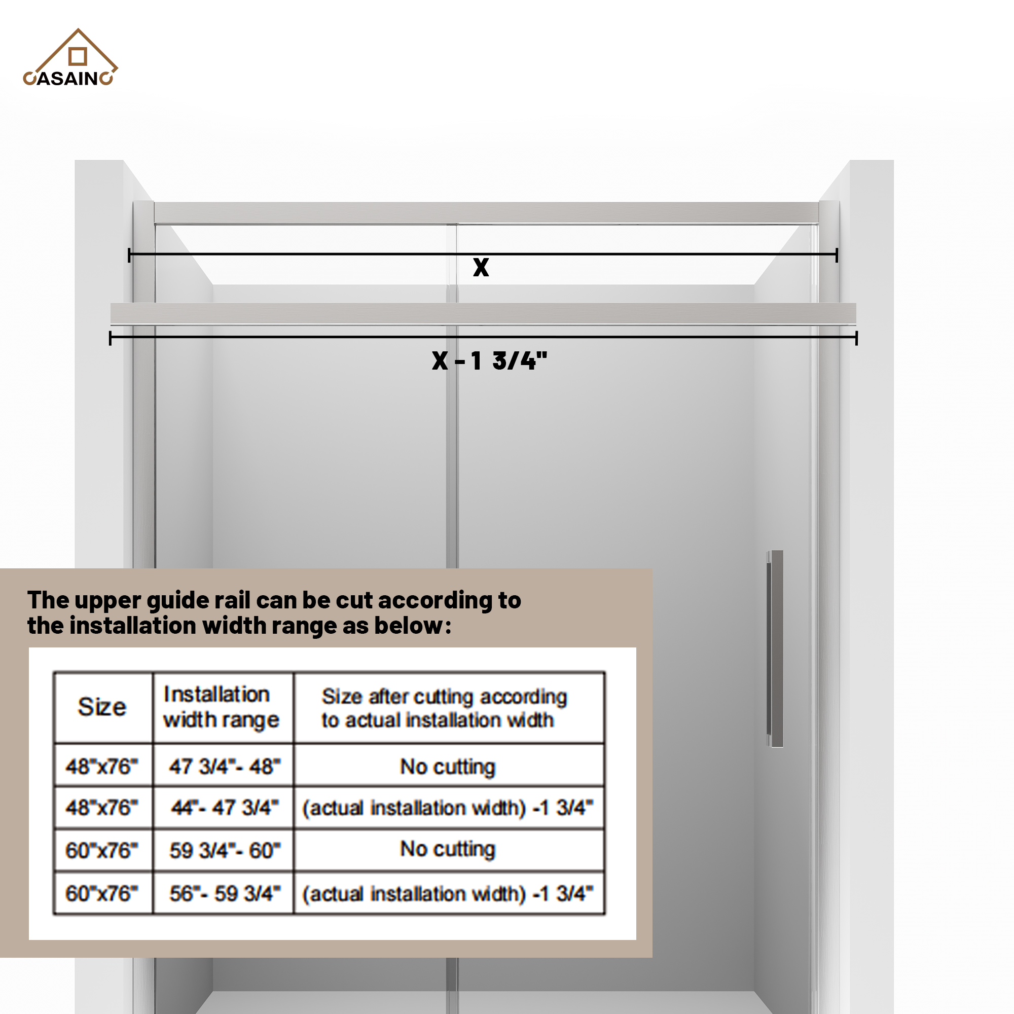 60"x76" Framed Shower Door with Cushioned Single Slide in Brushed Nickel/Chromed/Matte Black, SGCC-certified Tempered Shower Glass