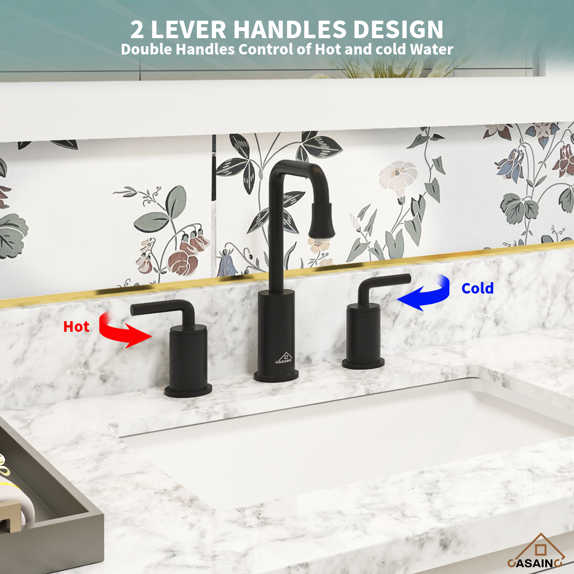 8-Inch Bathroom Sink Faucet with LED Temperature-Responsive