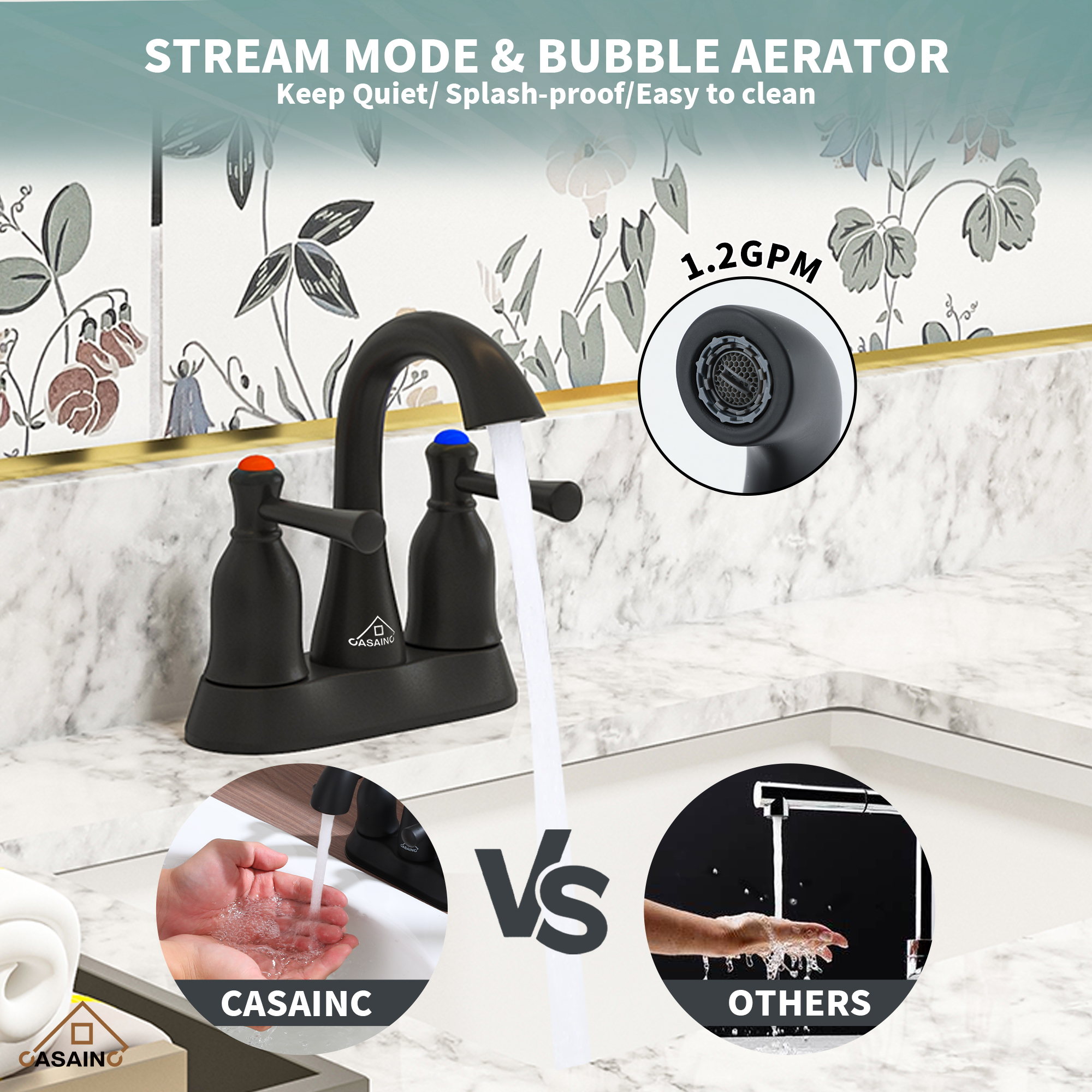 3-Hole 8-Inch Bathroom Sink Faucet with Drainer