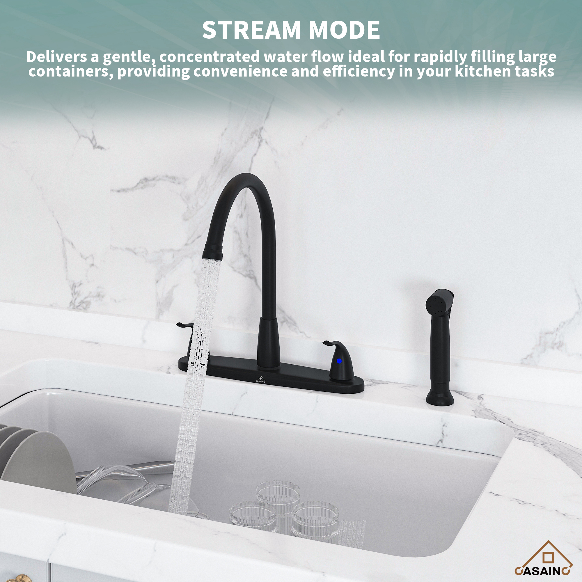 Double Handle Kitchen Sink Faucet with Side Sprayer