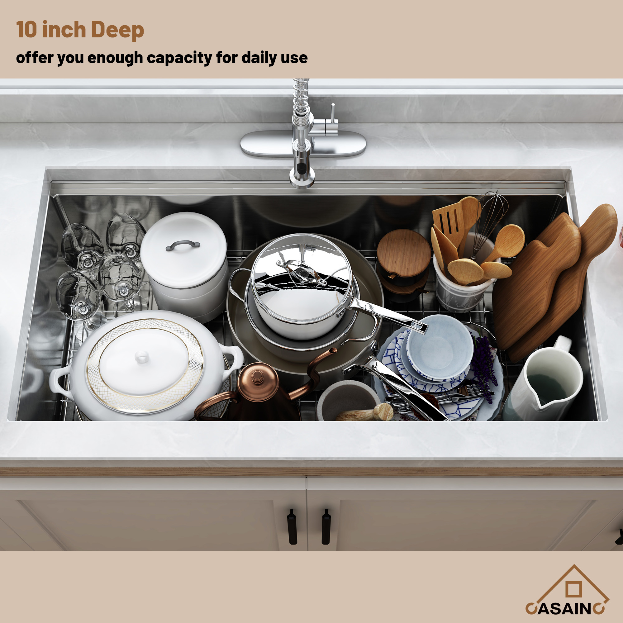 36 inch Workstation Undermount kitchen Sink Stainless Steel Sink 18 Gauge Single Bowl Kitchen Sinks Set