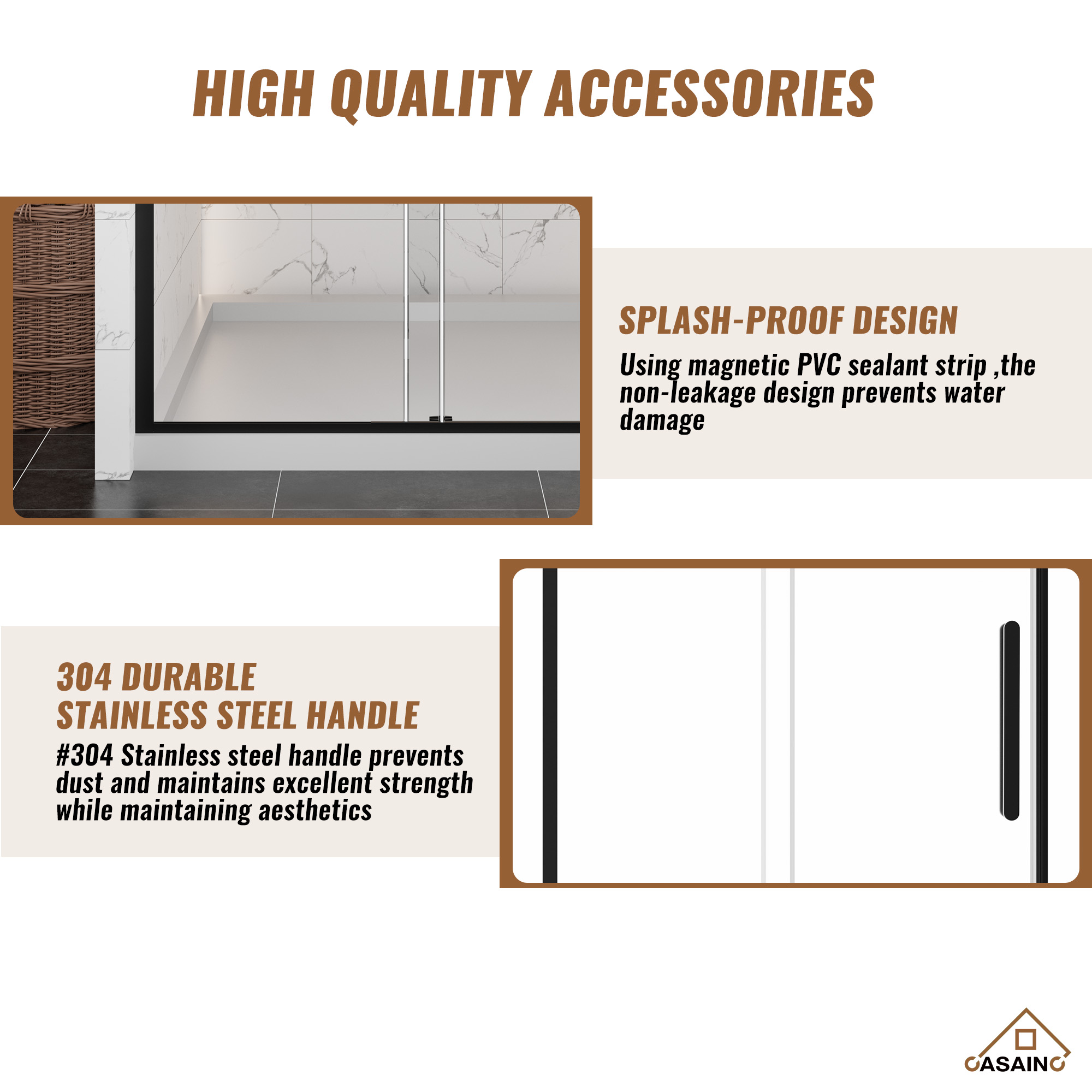 48.6  in. W x 76 in. H Framed Shower Door in Matte Black with Tempered Glass