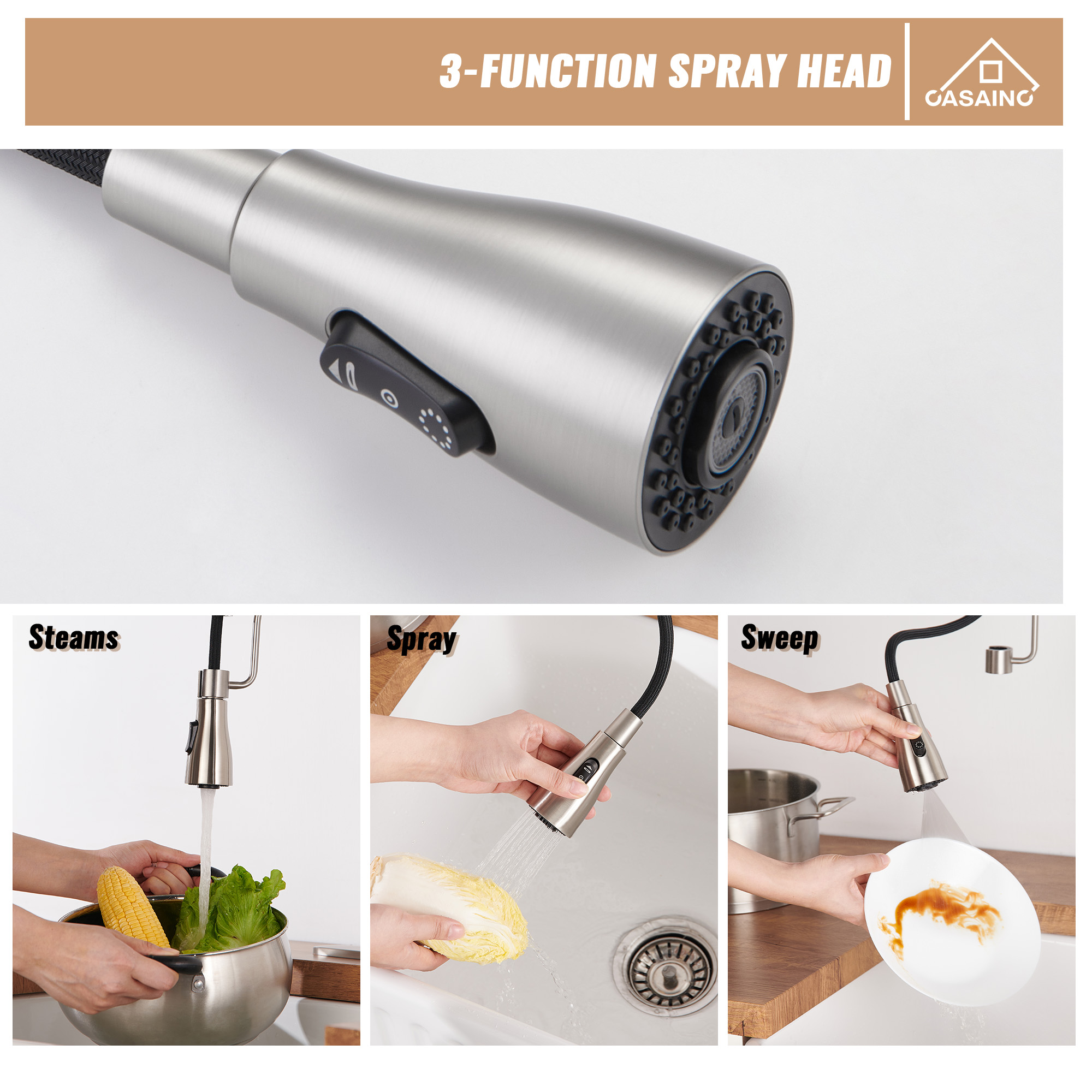 Single Handle Commercial Style Pull-Down Kitchen Faucet