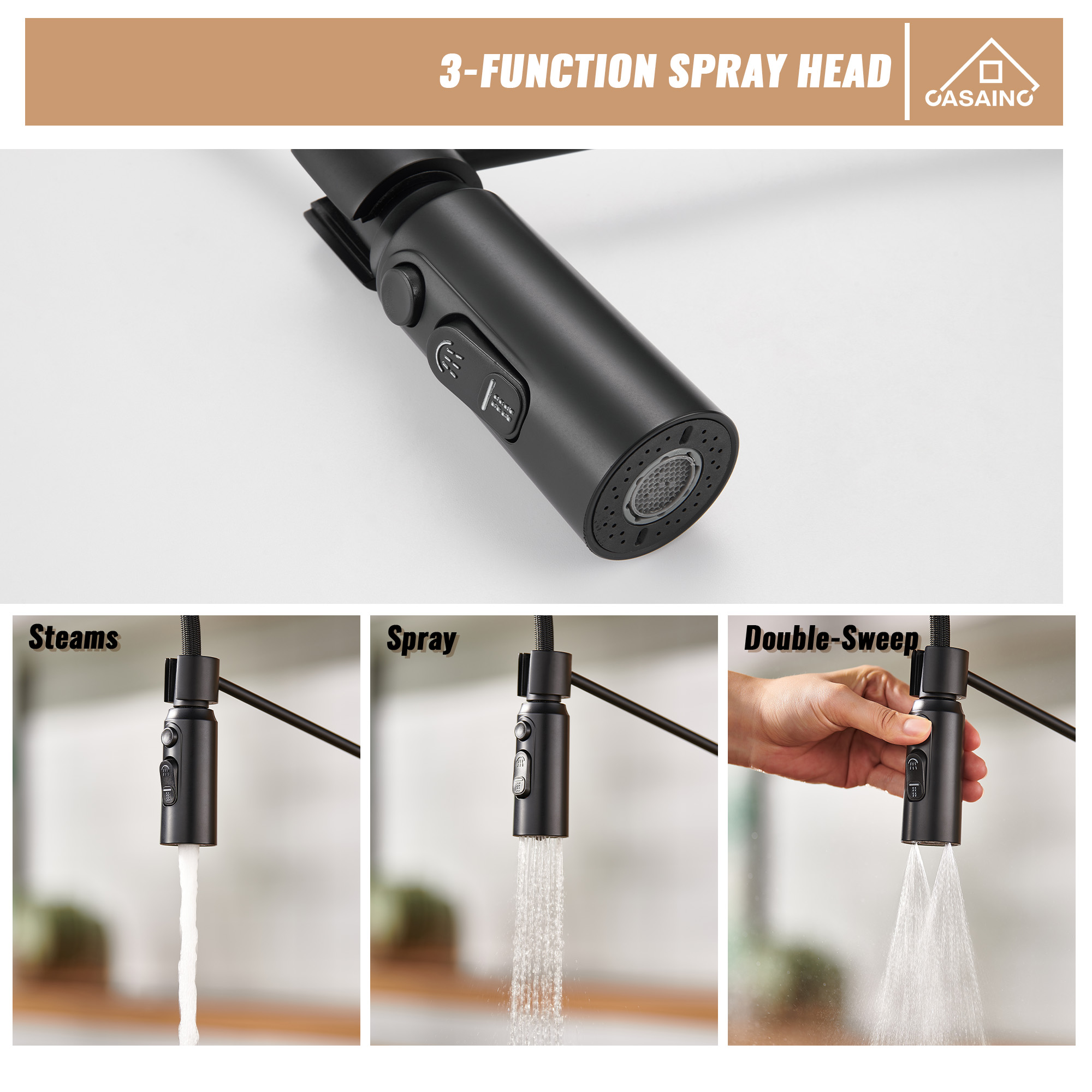 Commercial Style Pull-Down Single Handle 19" Kitchen Faucet