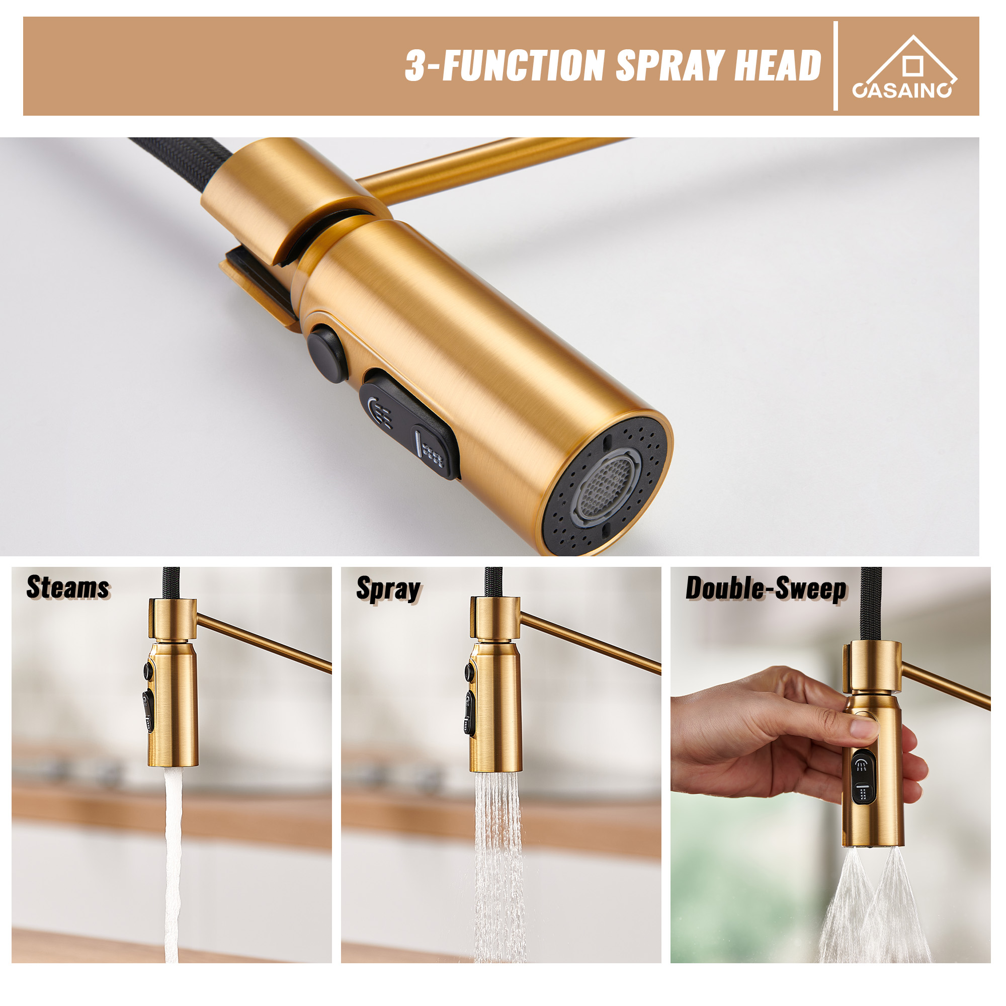 Commercial Style Pull-Down Single Handle 19" Kitchen Faucet