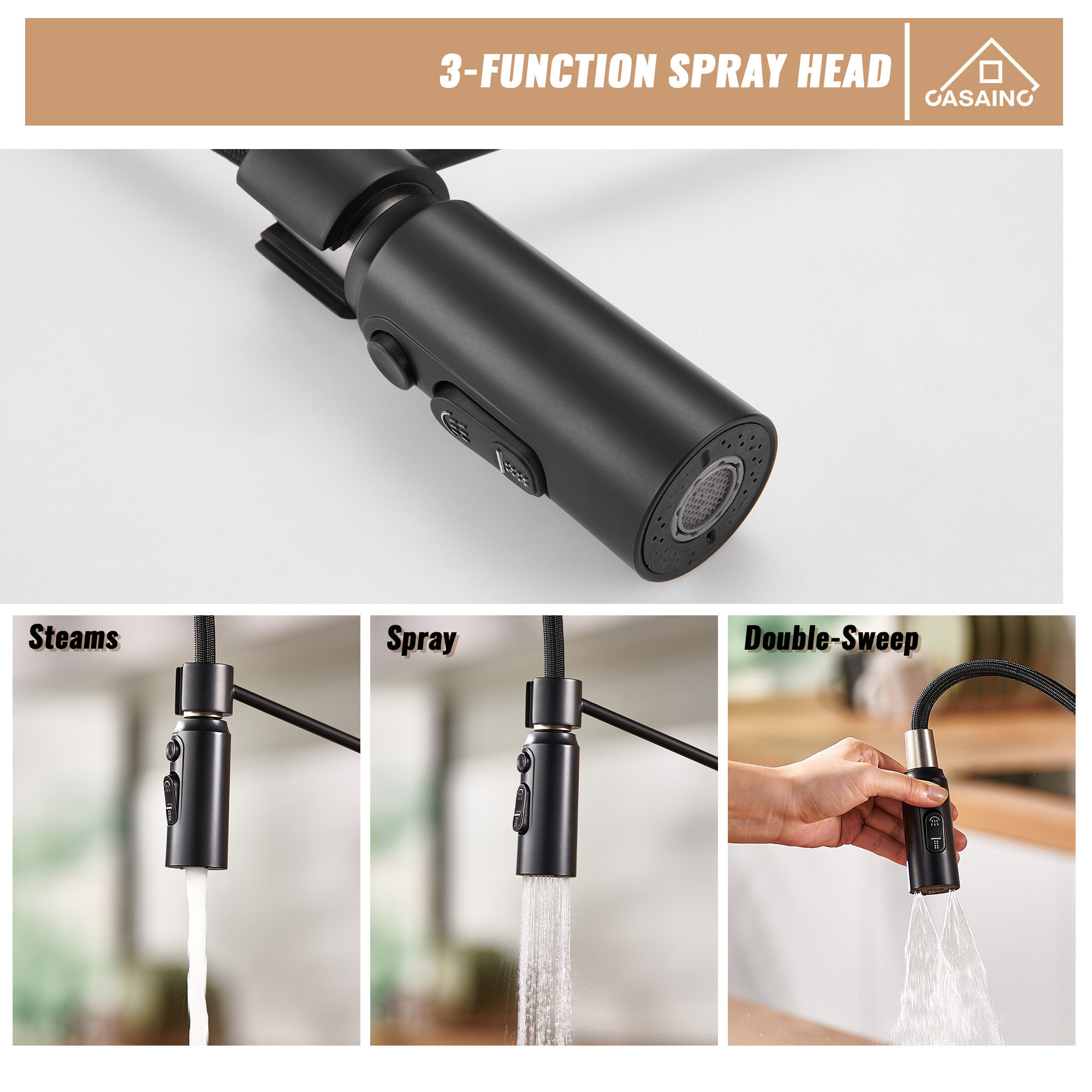 Commercial Style Pull-Down Single Handle 19" Kitchen Faucet