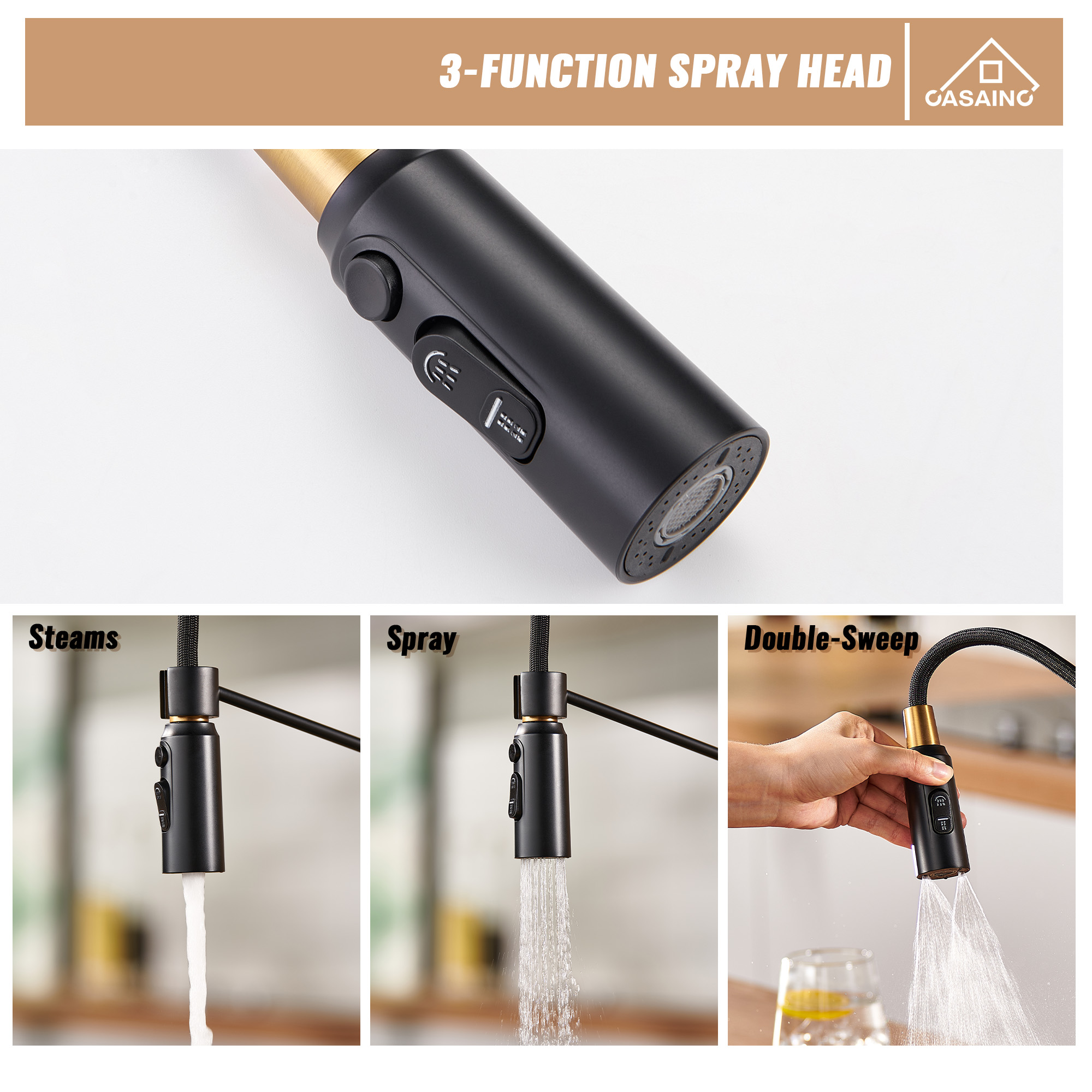 Commercial Style Pull-Down Single Handle 19" Kitchen Faucet