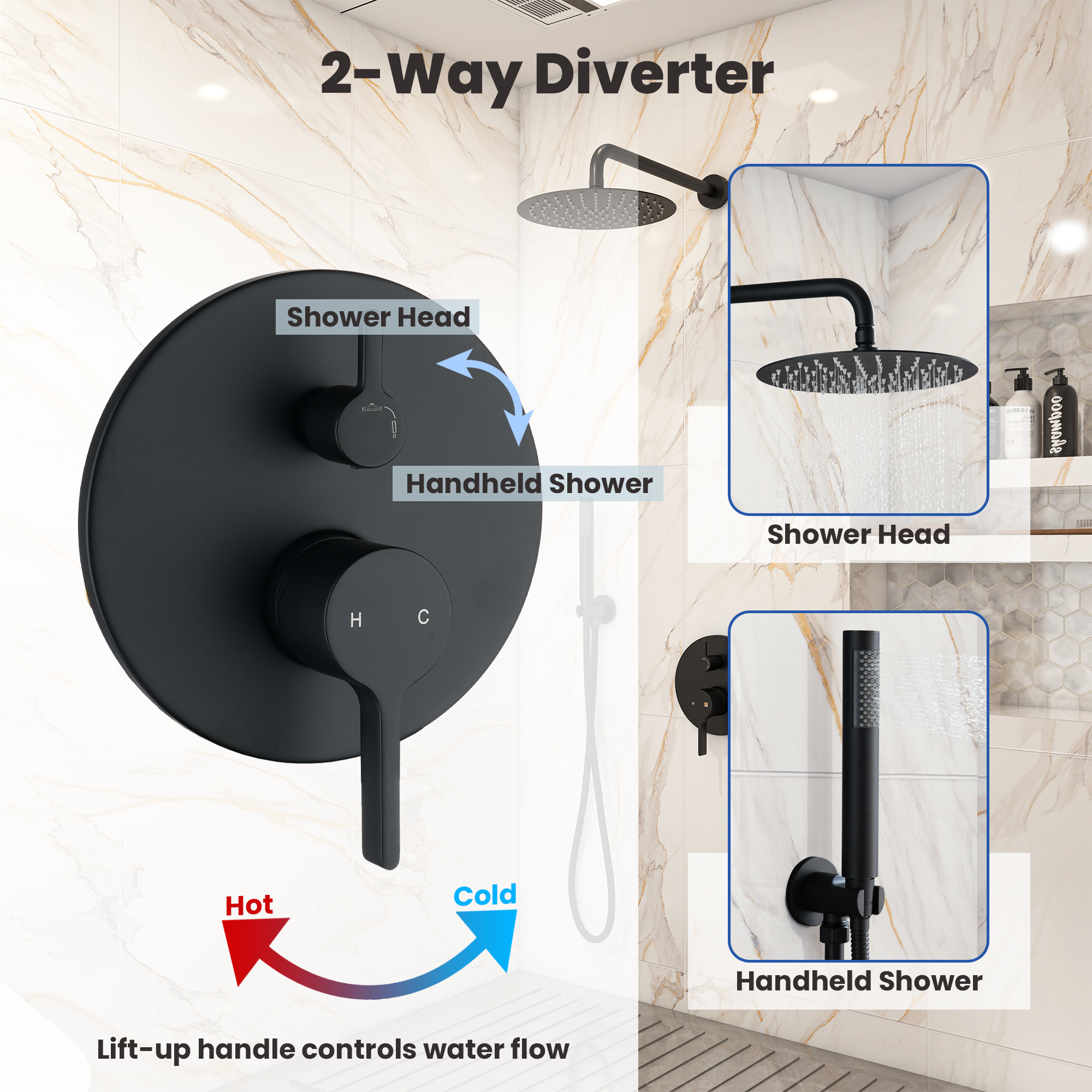 10" Round Shower System with Handheld Brass Showerhead