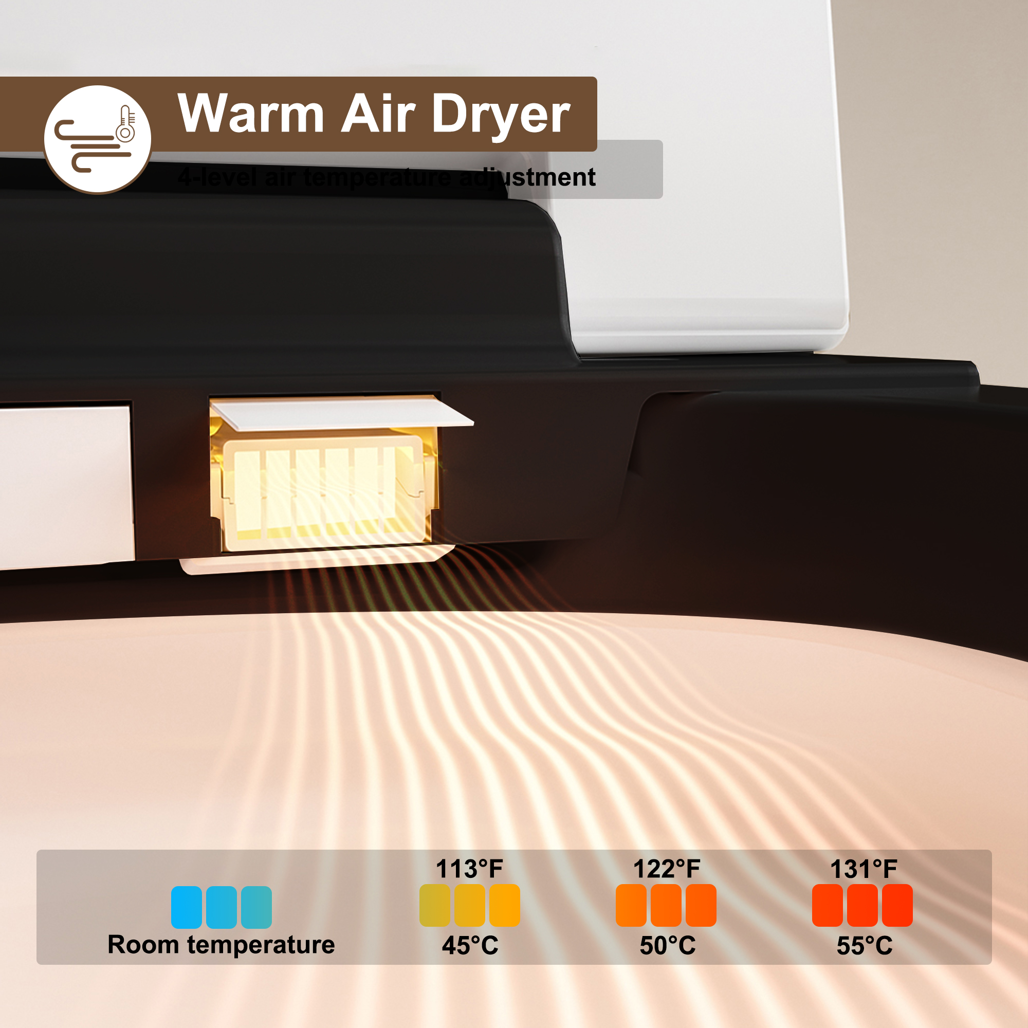 Black & White Smart Built-in Tank Bidet Toilet with Foot-Touch Lid Opening