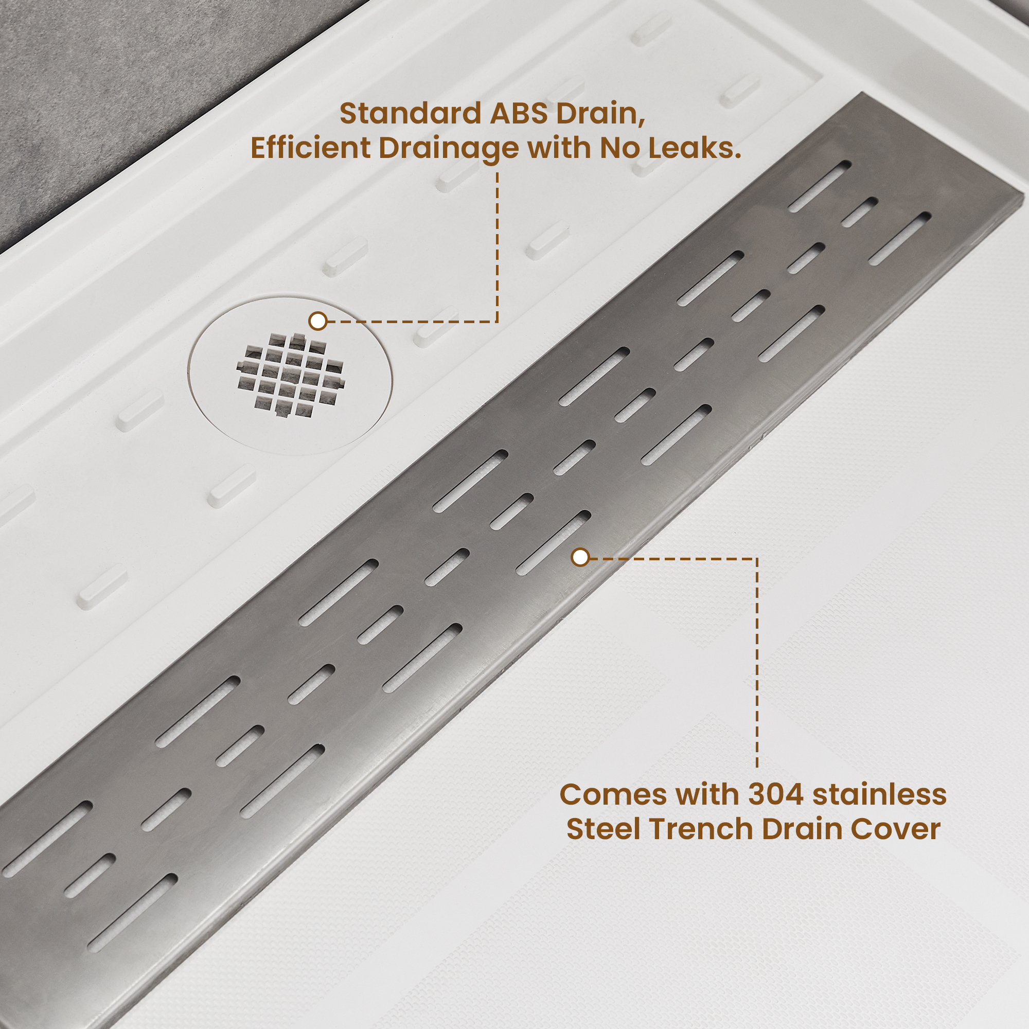 60"x36" White Solid Surface Rectangle Single Threshold Shower Pan Base