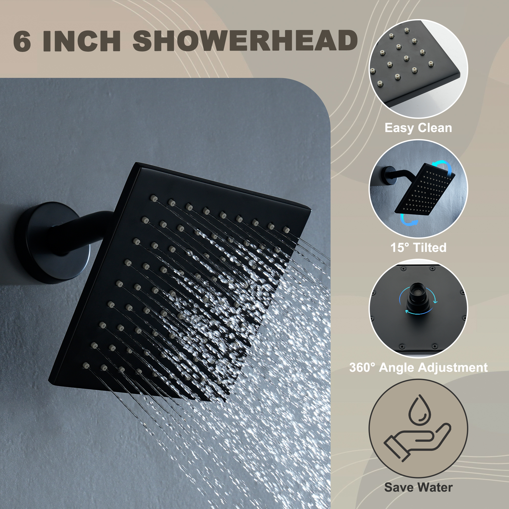 22.56" x 11.22" Flush-Mounted 4-Function Thermostatic Dual Shower Head System