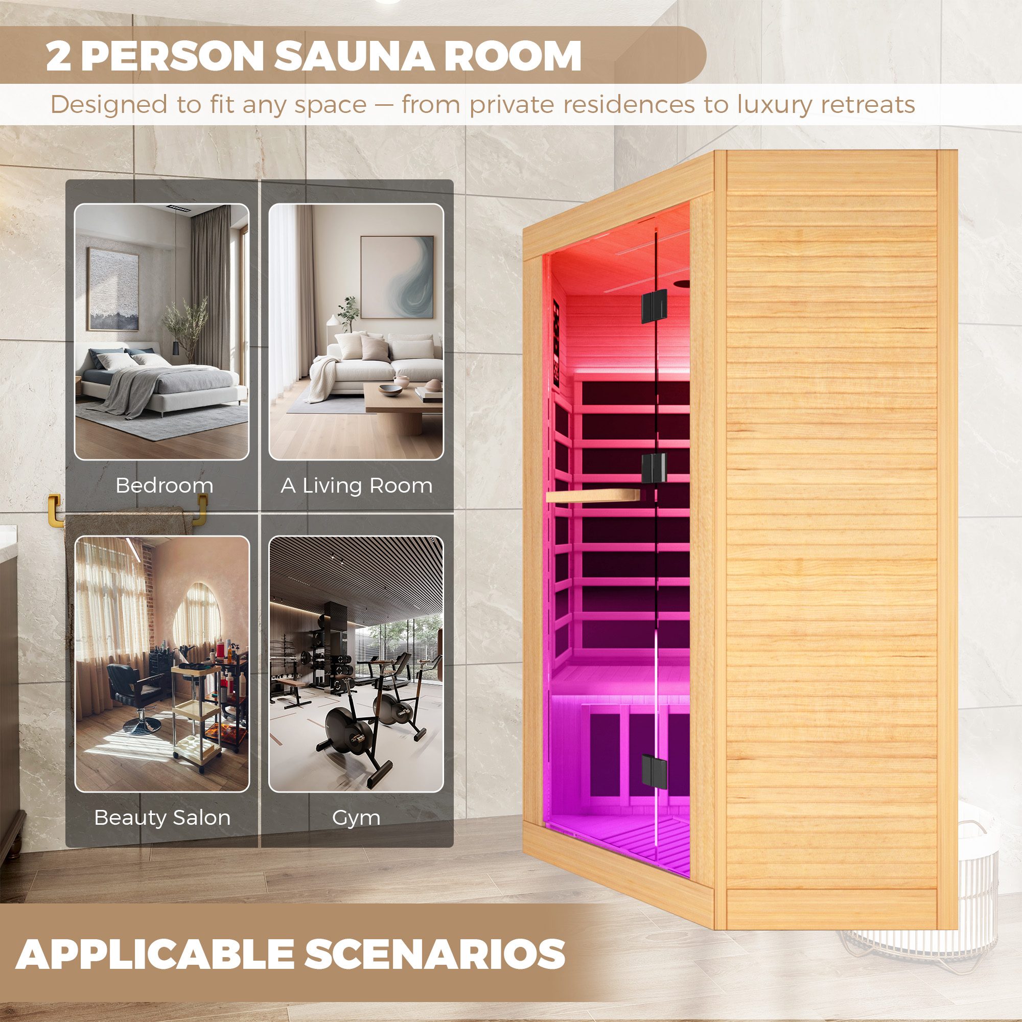 Canadian Hemlock 2-Person Infrared Corner Sauna with Chromotherapy & Bluetooth