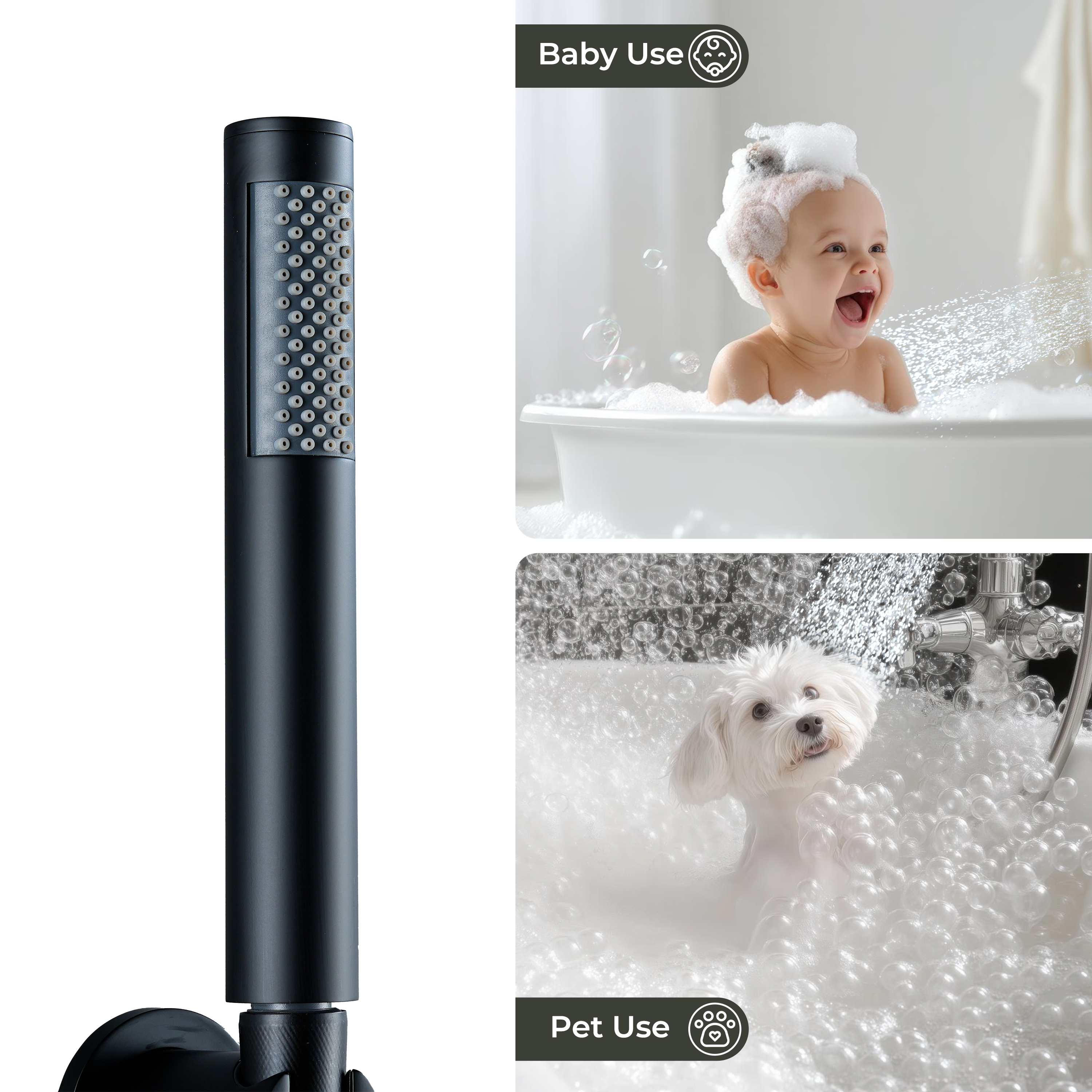 Round Stainless Steel Handheld Shower Head with Anti-Clog Nozzles