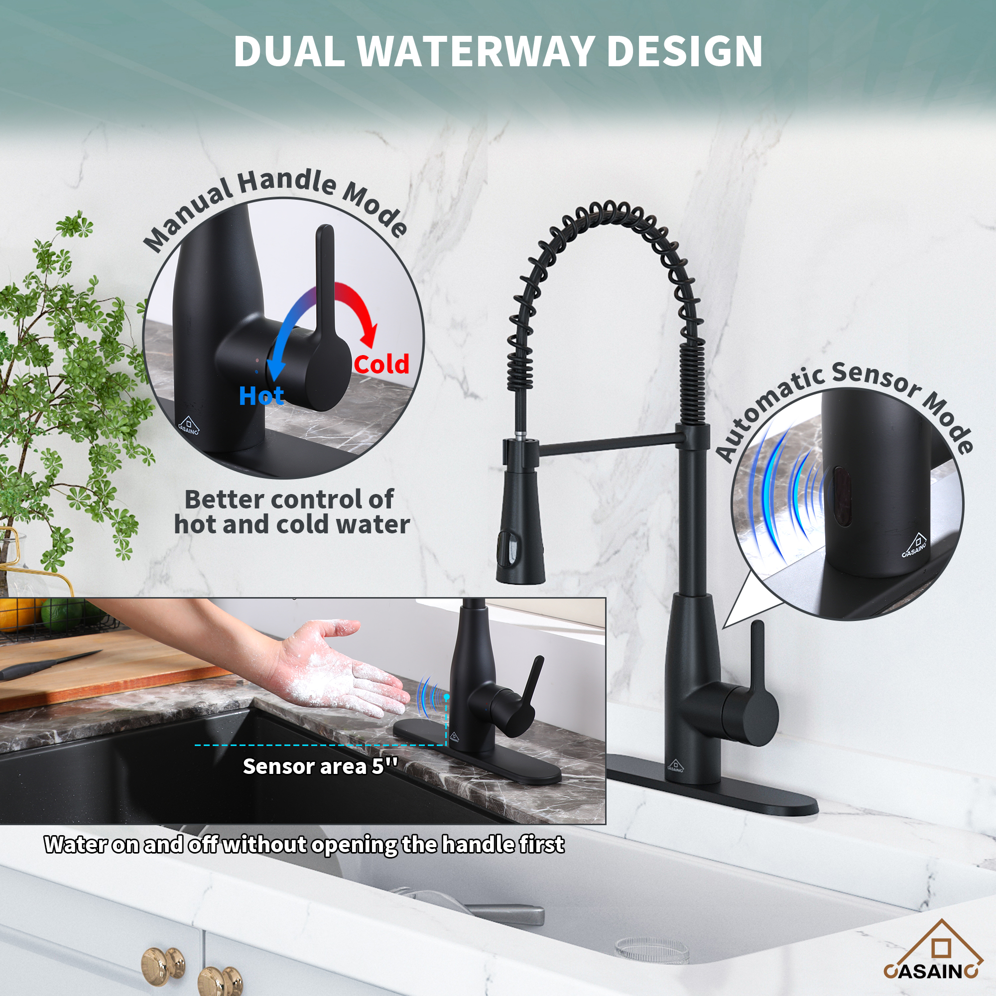 Touchless Kitchen Faucet with Digital Temperature Display