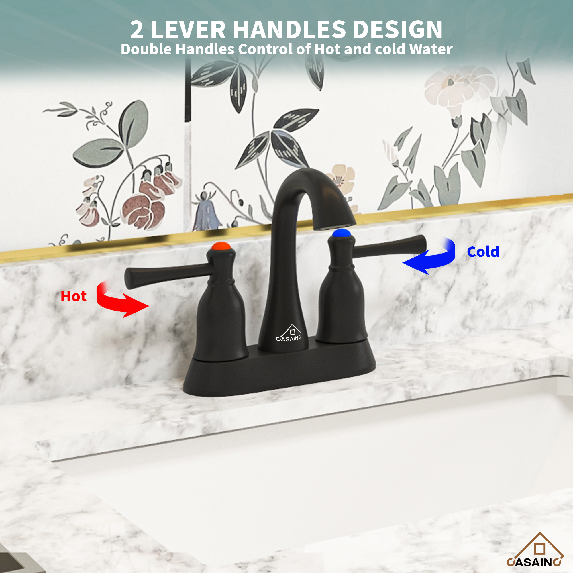 3-Hole 8-Inch Bathroom Sink Faucet with Drainer