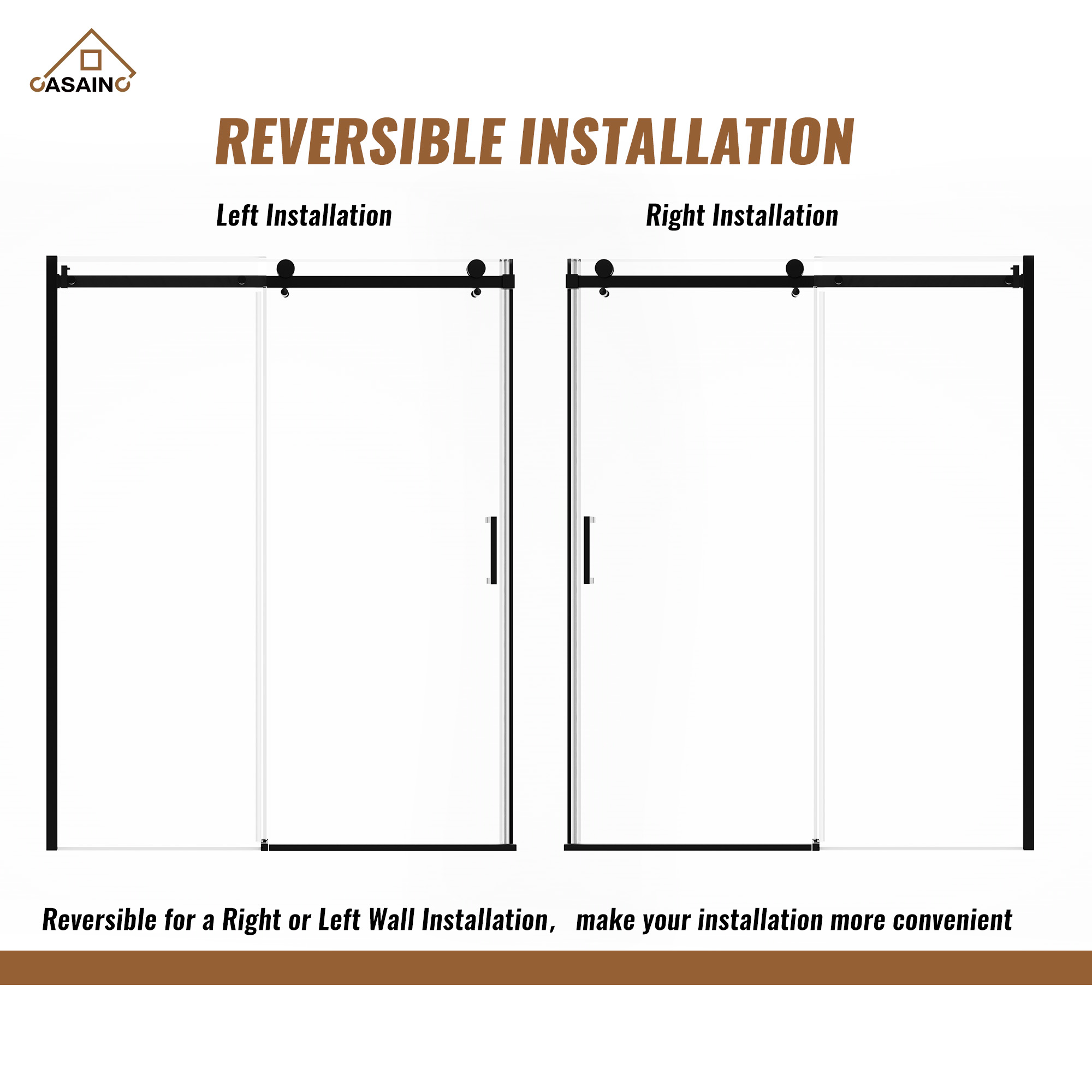 60 in. W x 76 in. H Framed Shower Door in Matte Black with Tempered Glass