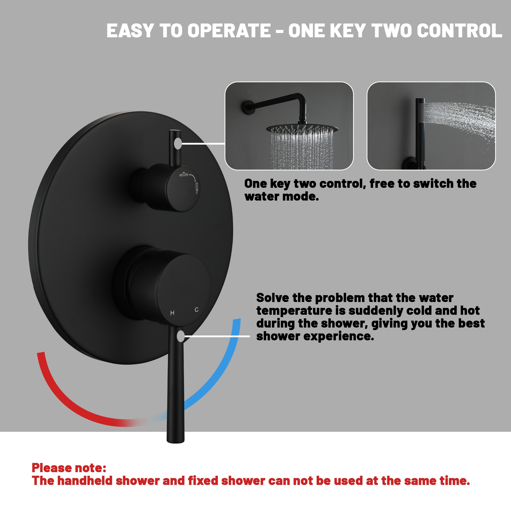 10-inch 2-Function Wall-Mounted Rain Shower System with Hand Shower