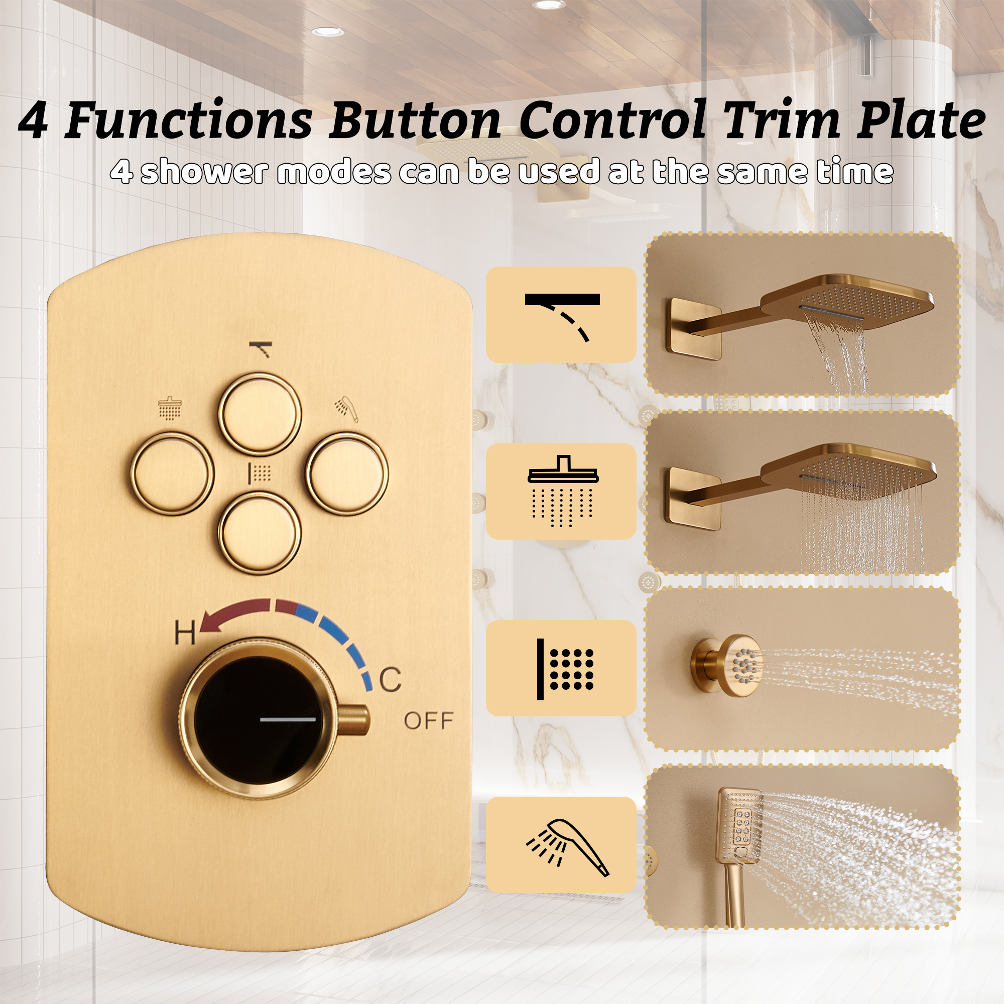 Luxurious Balancing Valve Shower System with 360° Body Jets and Water Bar Spray