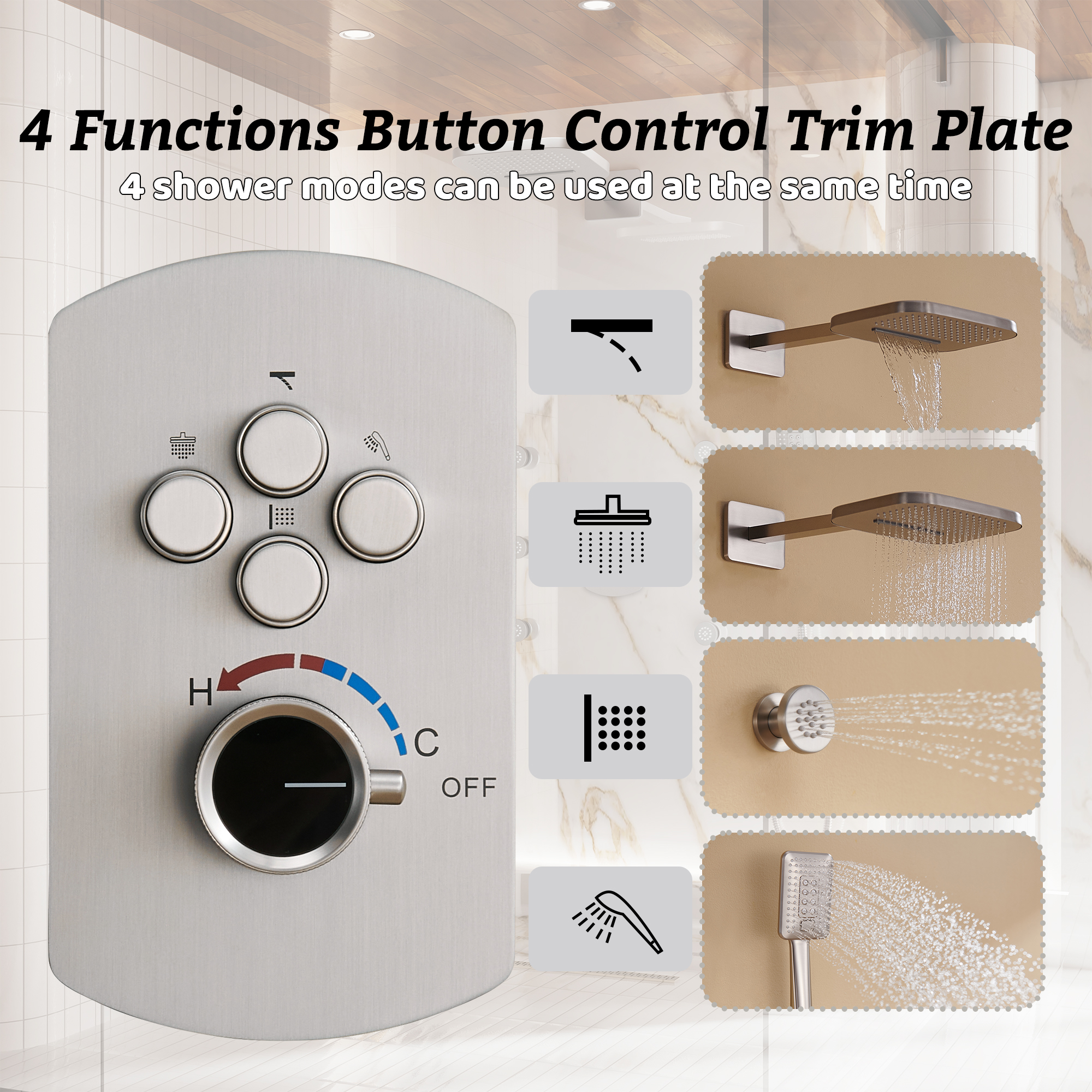 Luxurious Balancing Valve Shower System with 360° Body Jets and Water Bar Spray