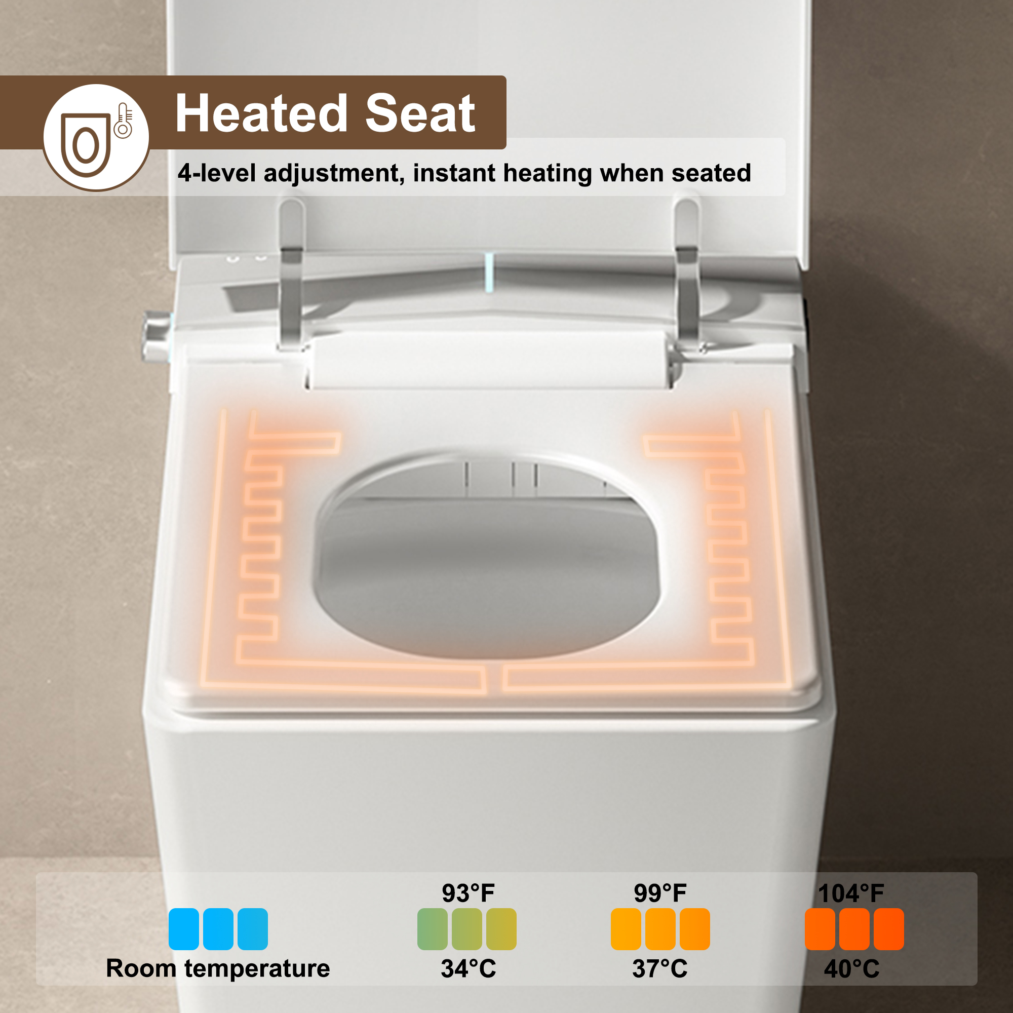 Black & White Smart Built-in Tank Bidet Toilet with Foot-Touch Lid Opening