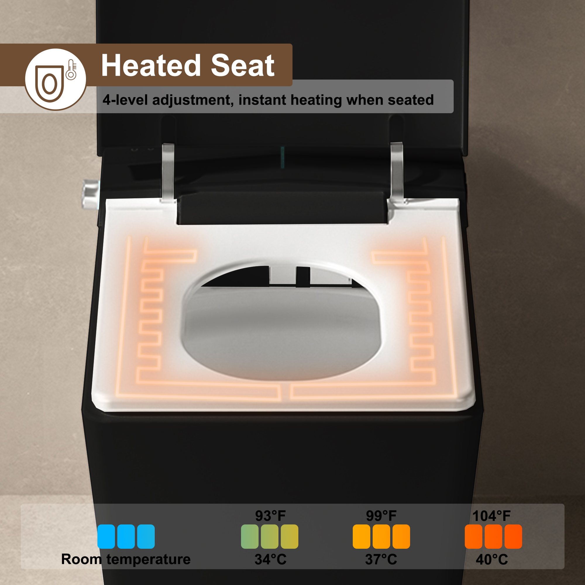 Black & White Smart Built-in Tank Bidet Toilet with Foot-Touch Lid Opening