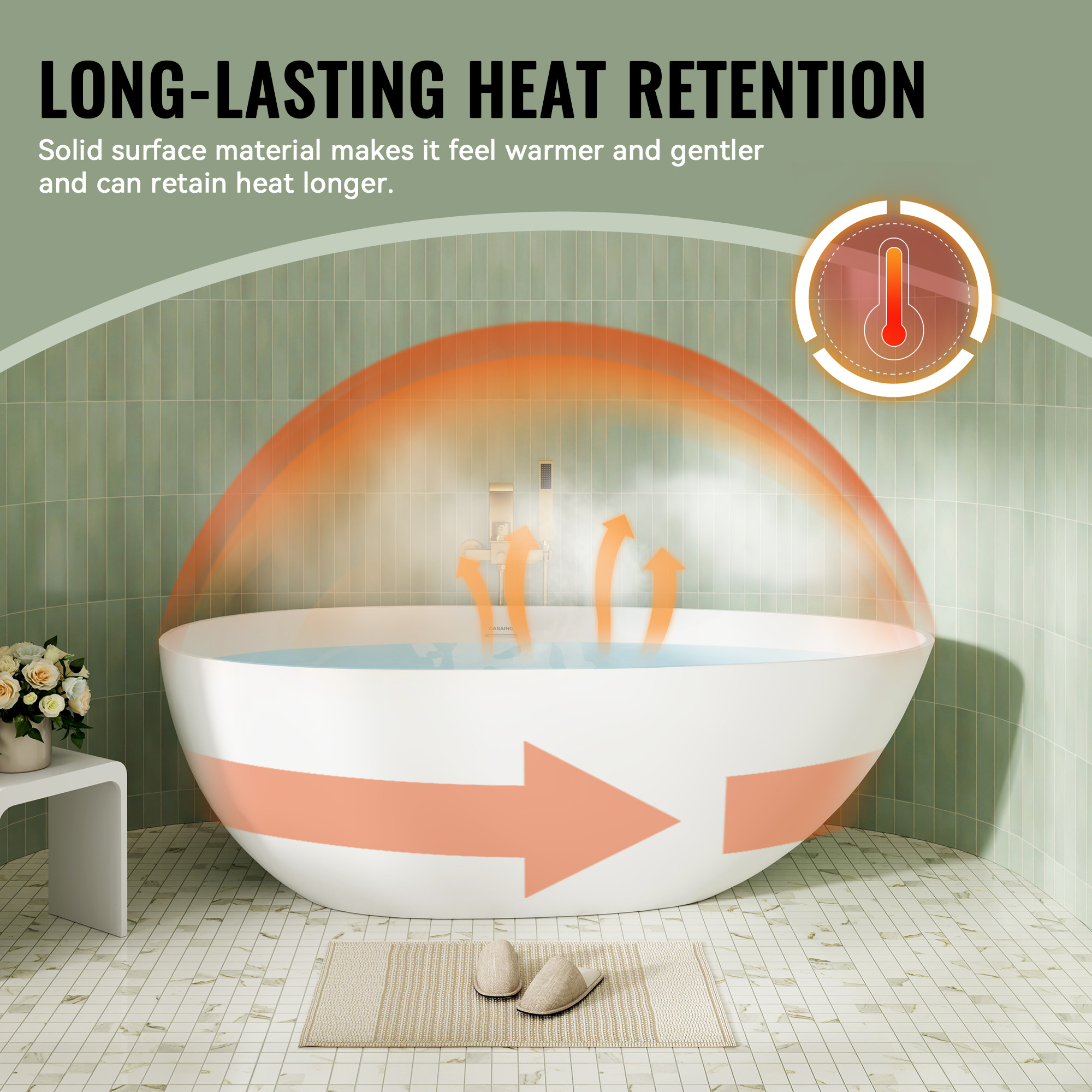 59/63/67/71" Matte White Egg Shell Stone Resin Freestanding Tub with Overflow and Drain - Egg Harbor