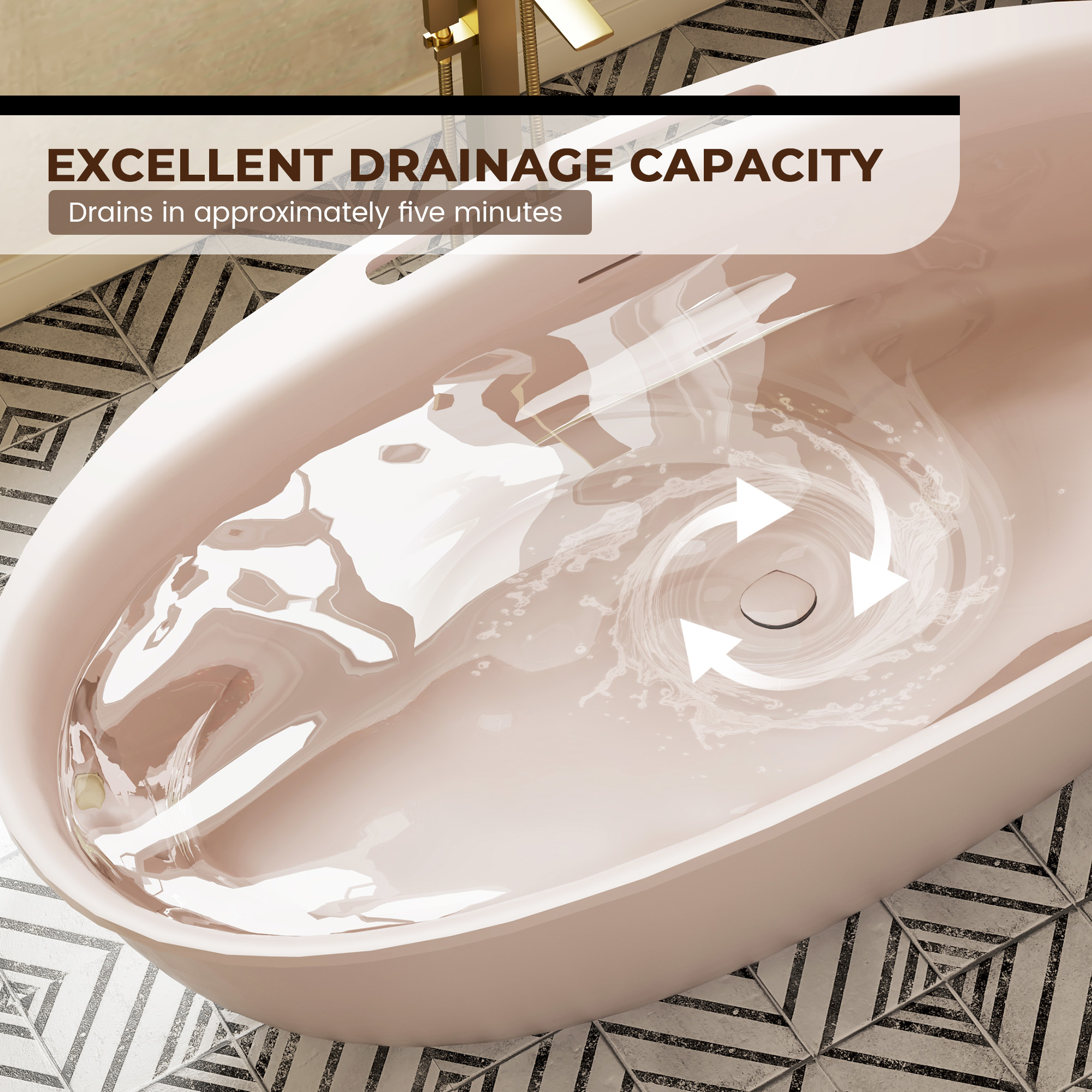 63"/67" Solid Surface Freestanding Matte Bathtub with Rim Towel Slot