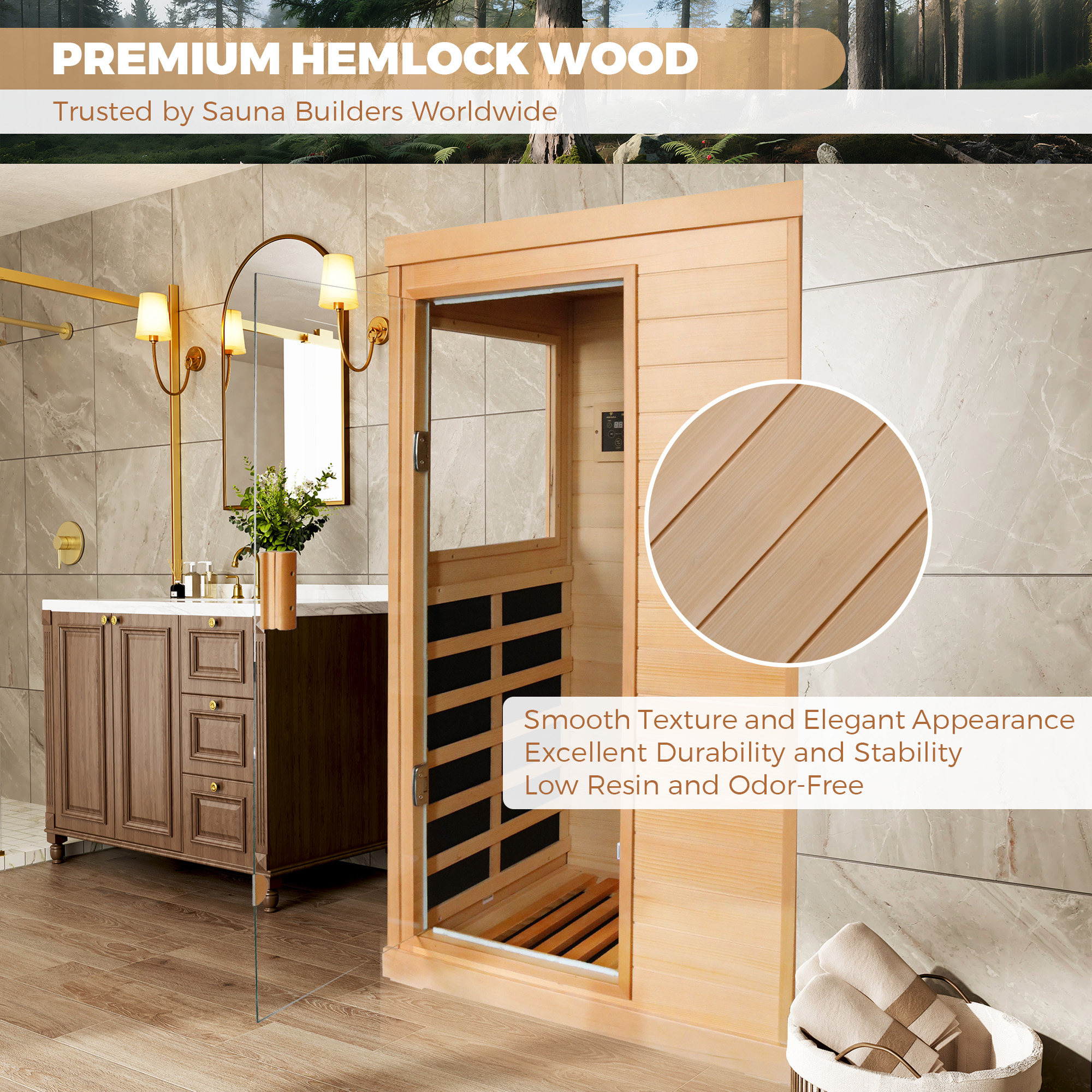 1-Person Indoor Infrared Sauna Room with Bluetooth & LED Light