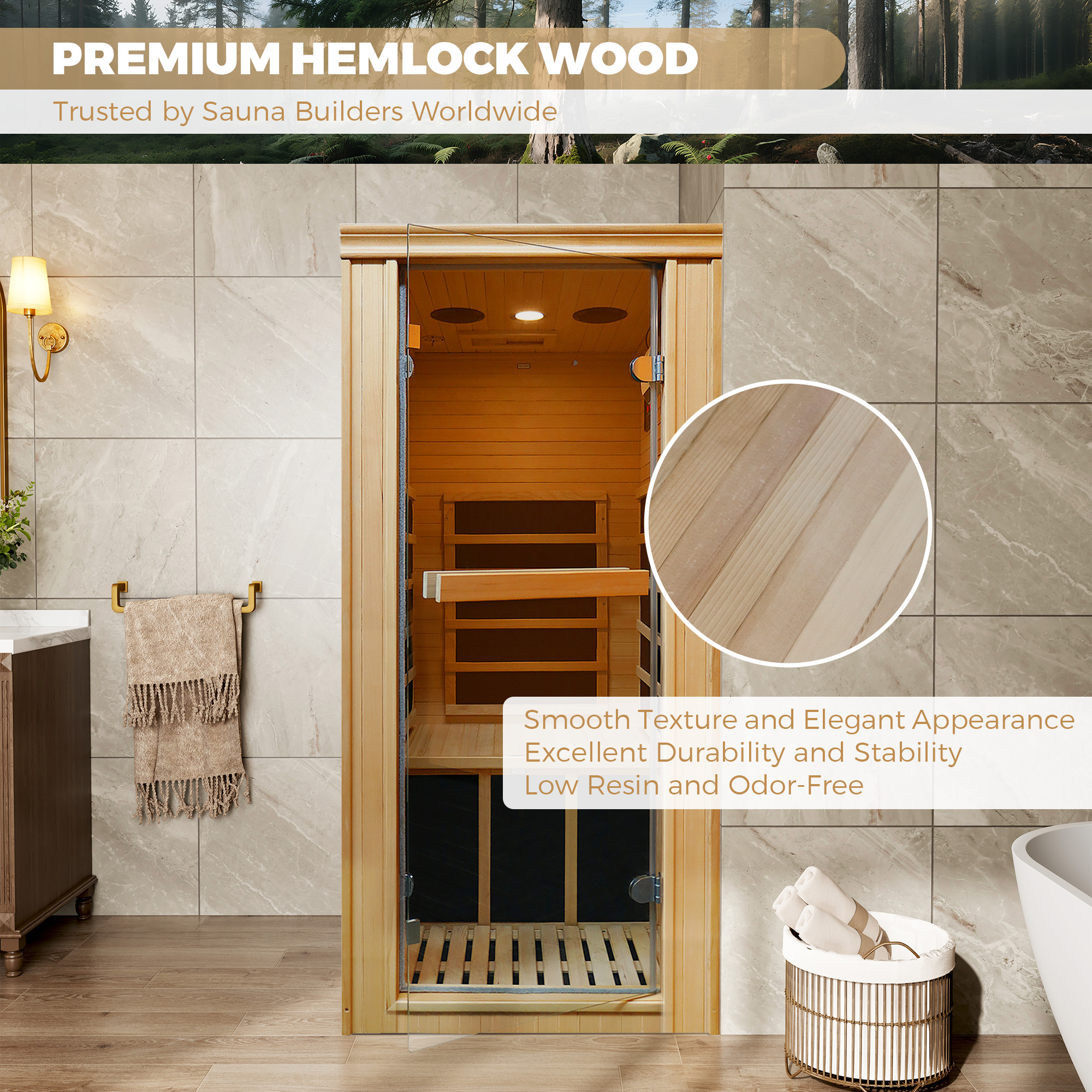 Single Person Far-Infrared Sauna Room with 5 Heating Plates for Home Wellness