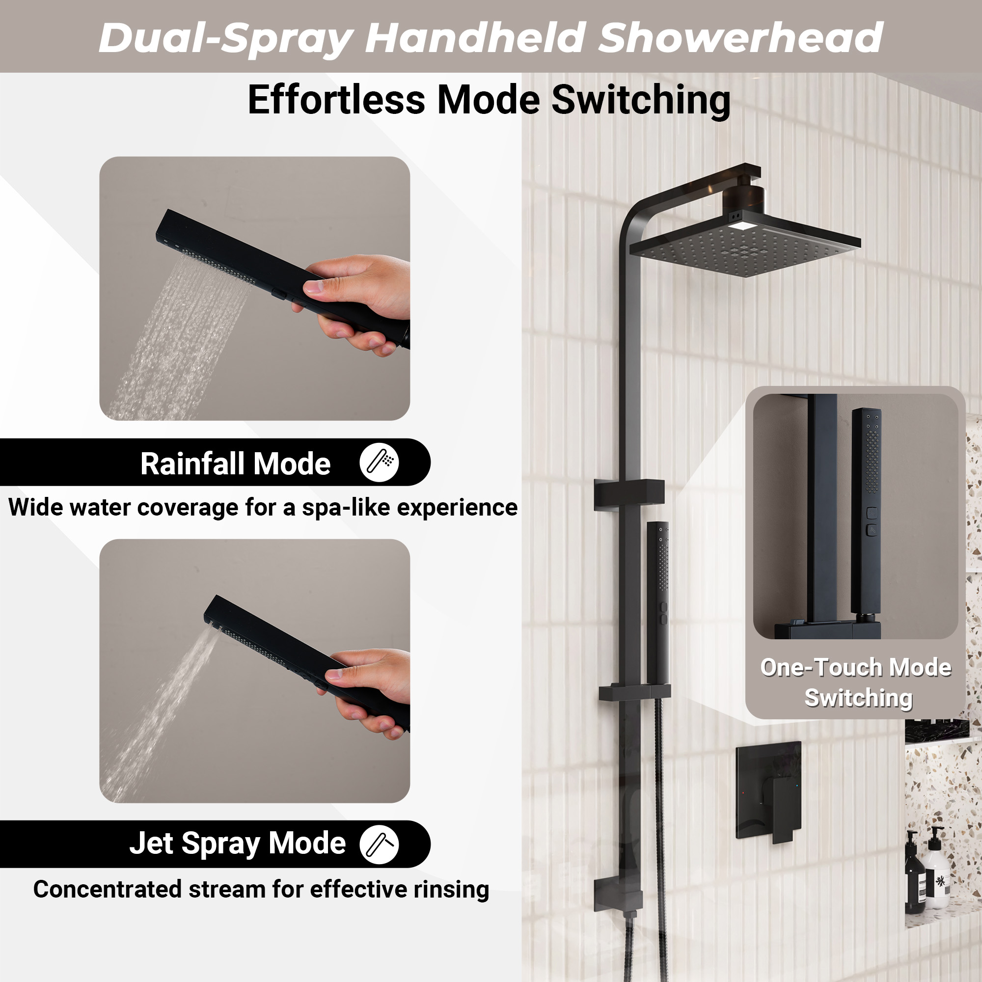 8.5-inch Pressure-Balanced Shower System with Digital Temperature Display