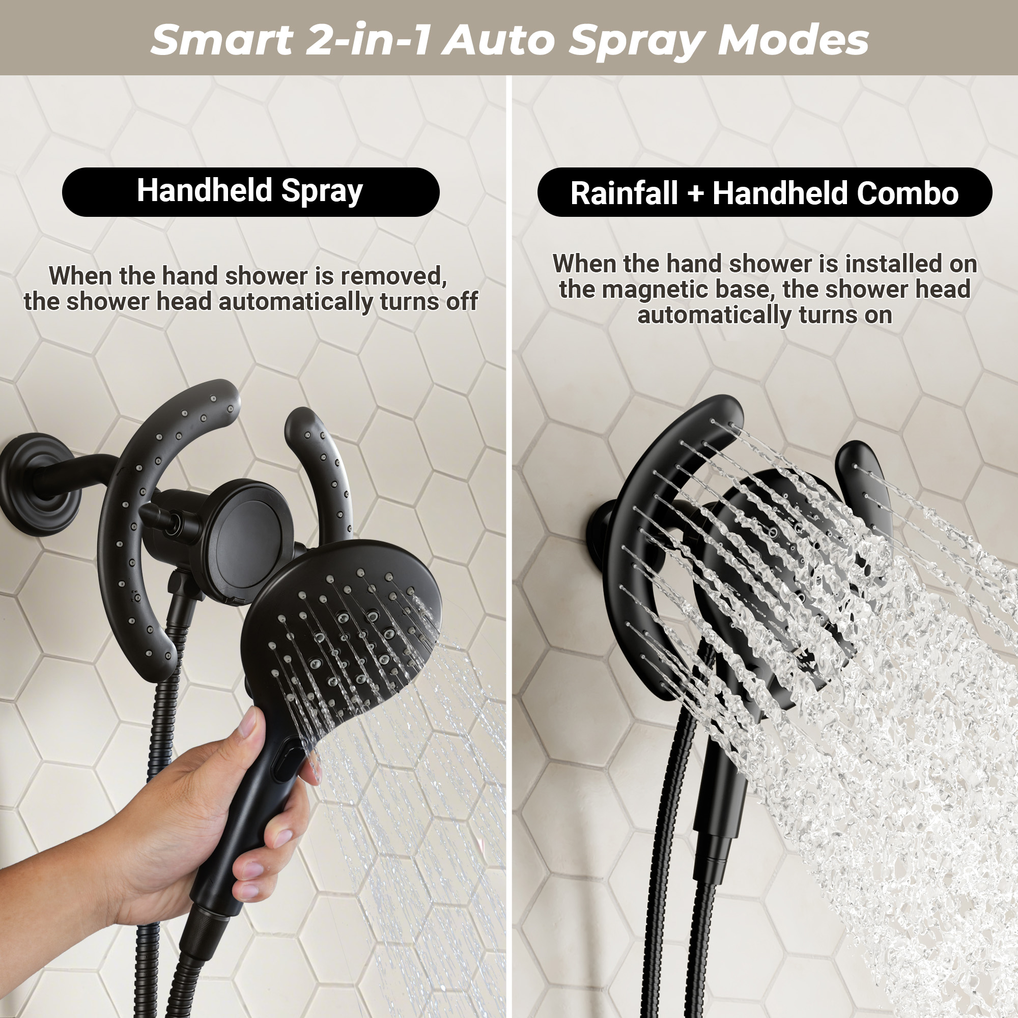 7-inch Magnetic Shower Kit with 3-Function Handheld Shower