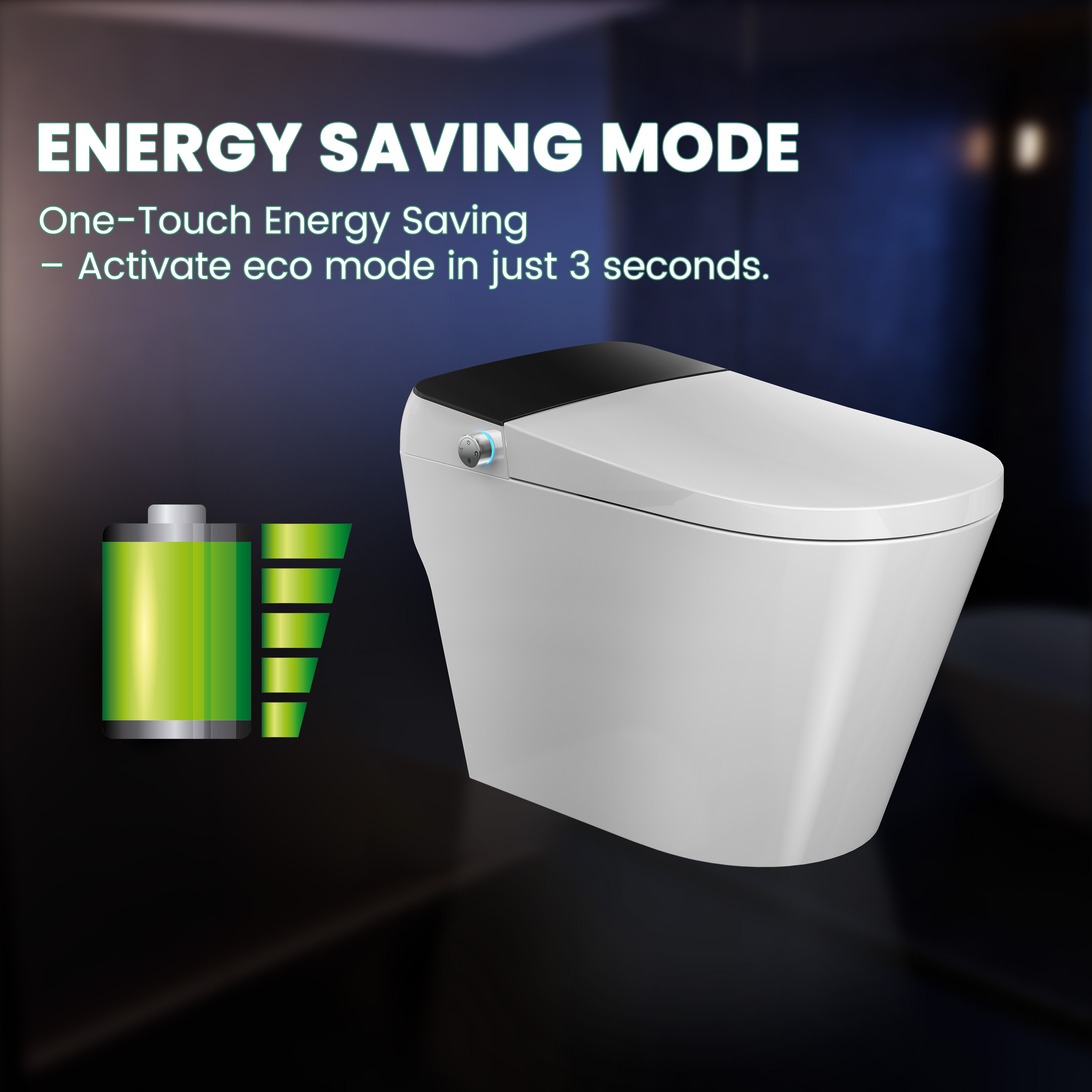 Elongated White Ceramic Tankless Smart Bidet Toilet with Remote Control