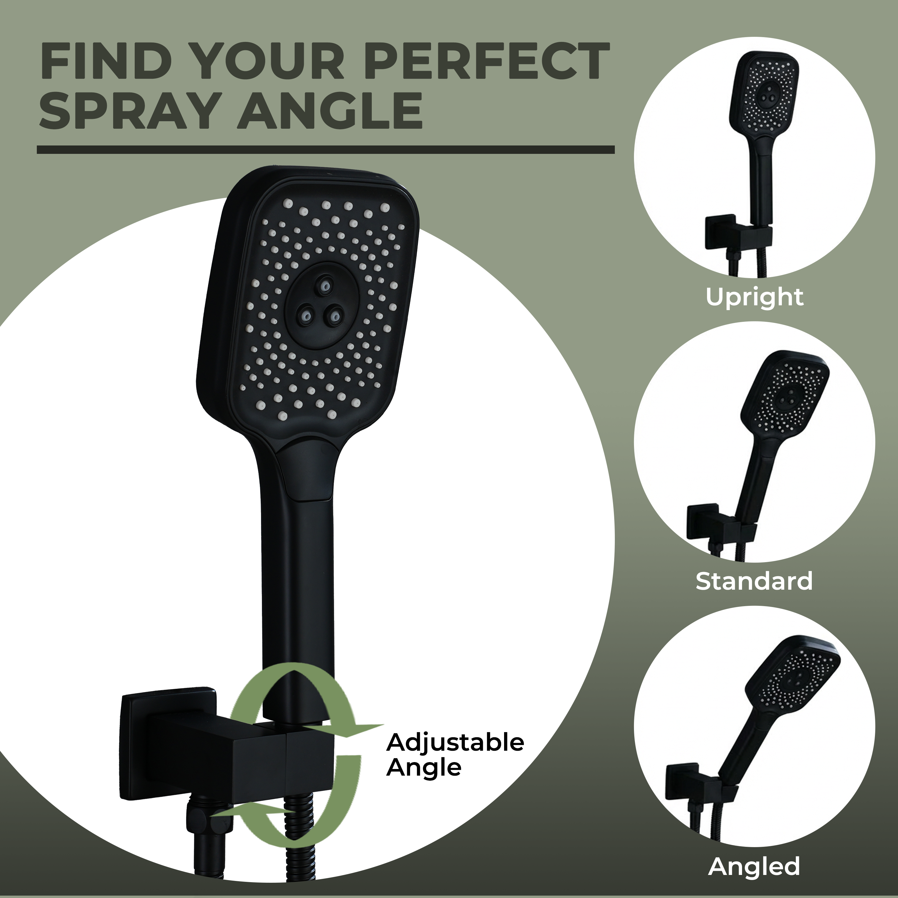 Square Brass Handheld Shower Holder with Adjustable Angle