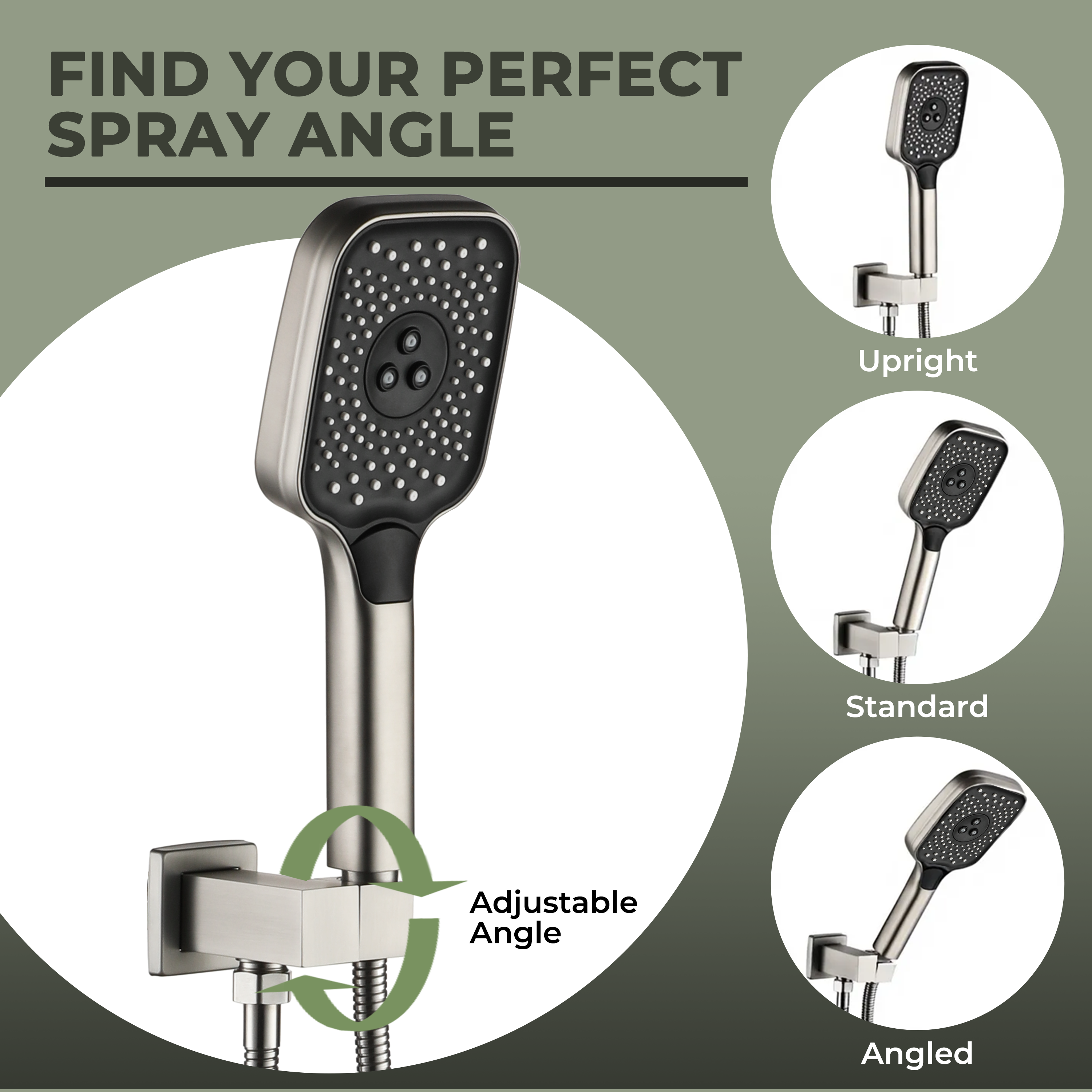 Square Brass Handheld Shower Holder with Adjustable Angle