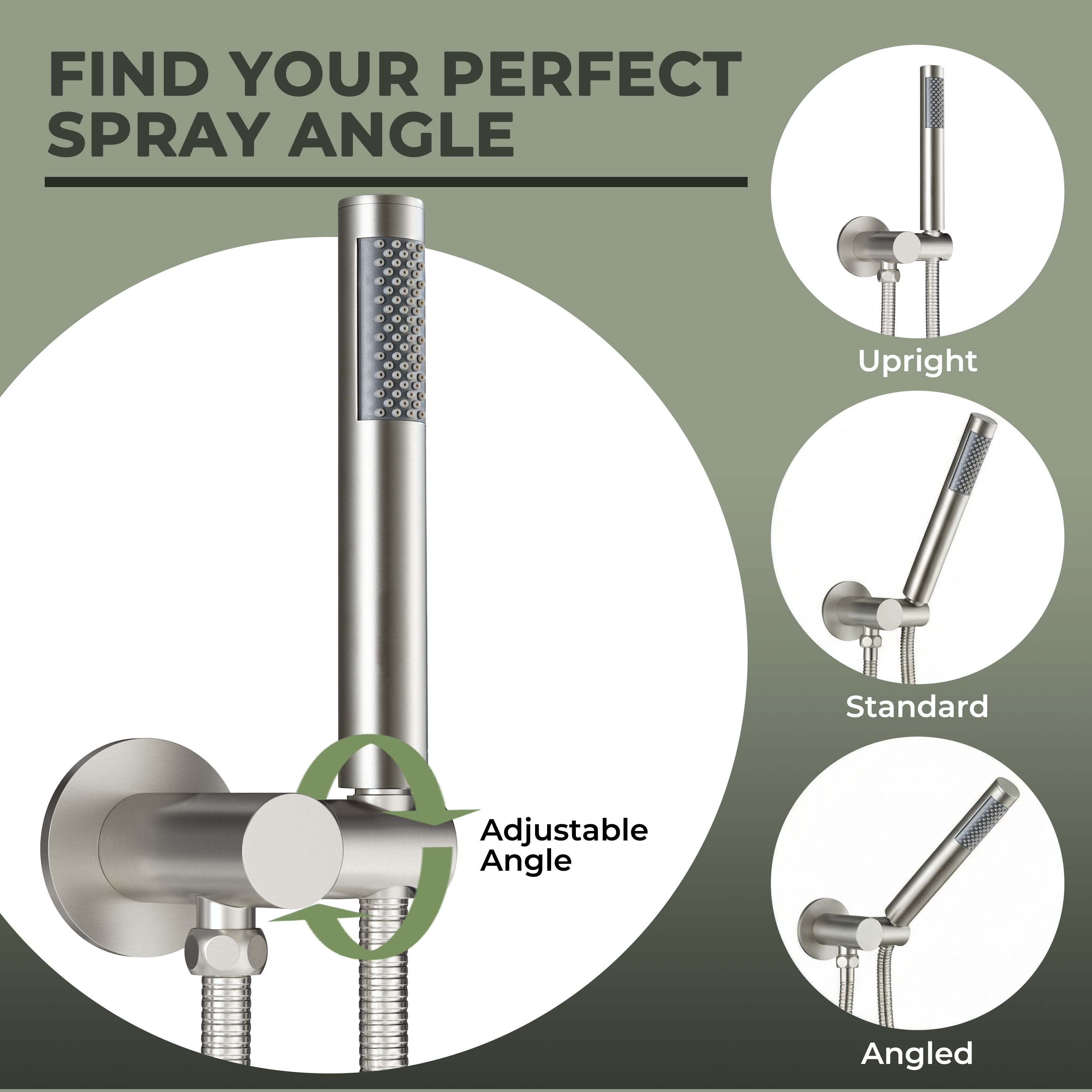 Wall Mount Round Handheld Shower Holder with Adjustable Angle