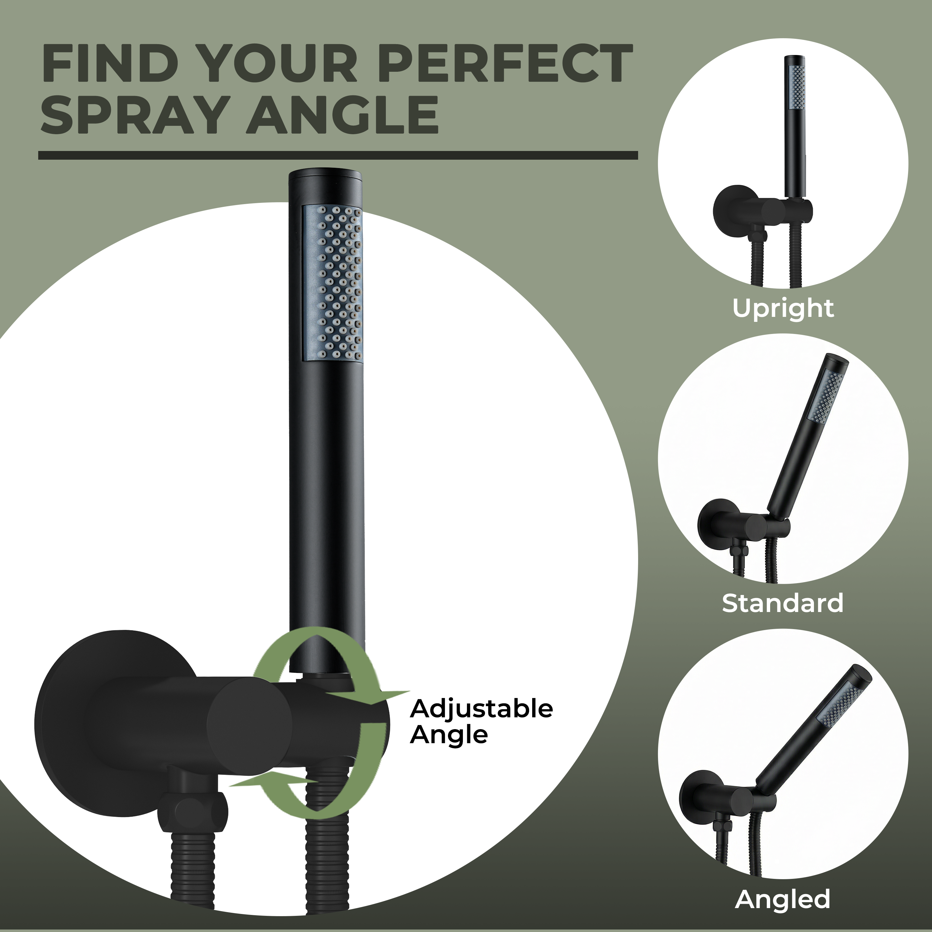 Wall Mount Round Handheld Shower Holder with Adjustable Angle